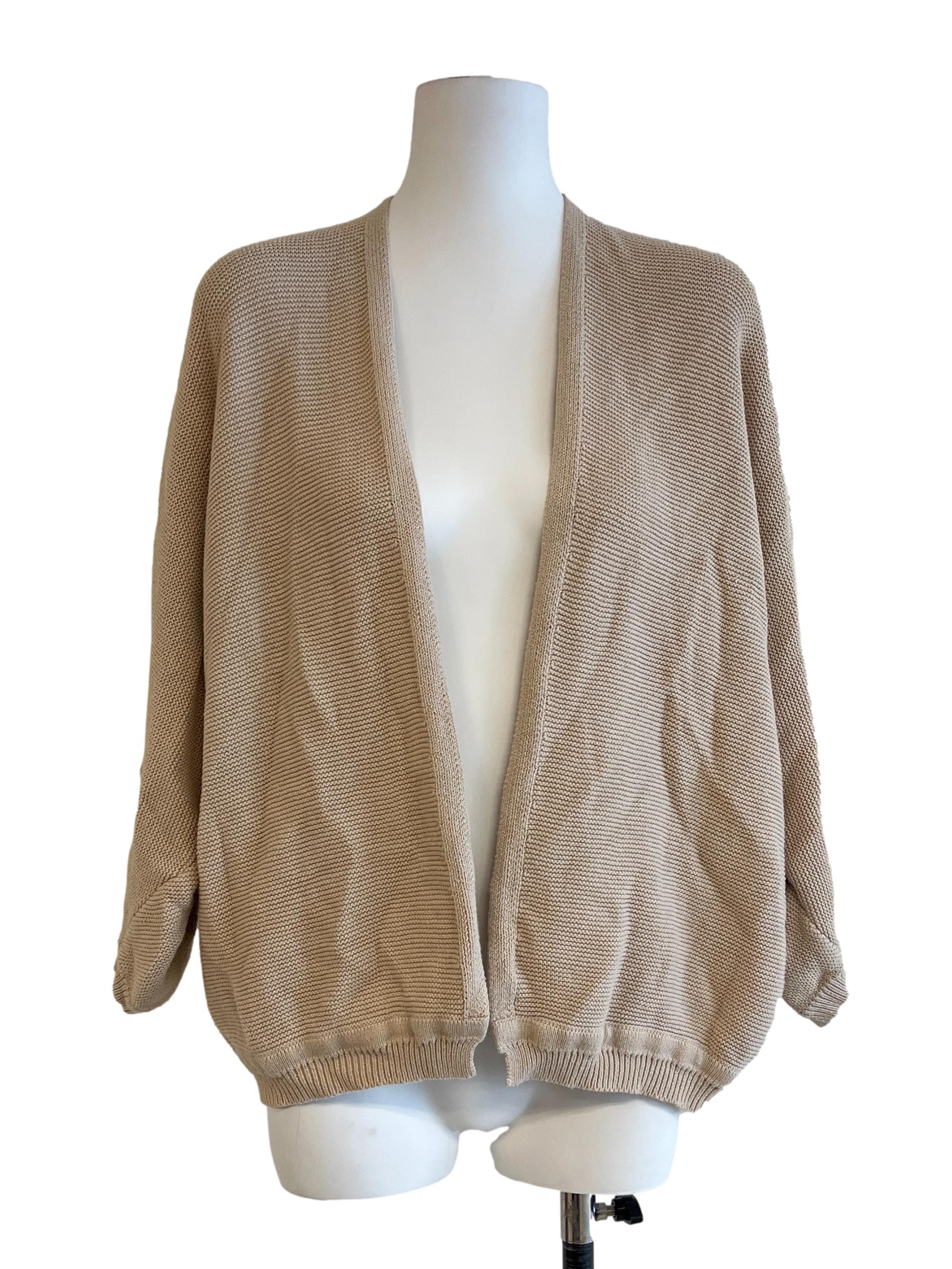 Beige Brown Knit Cardigan