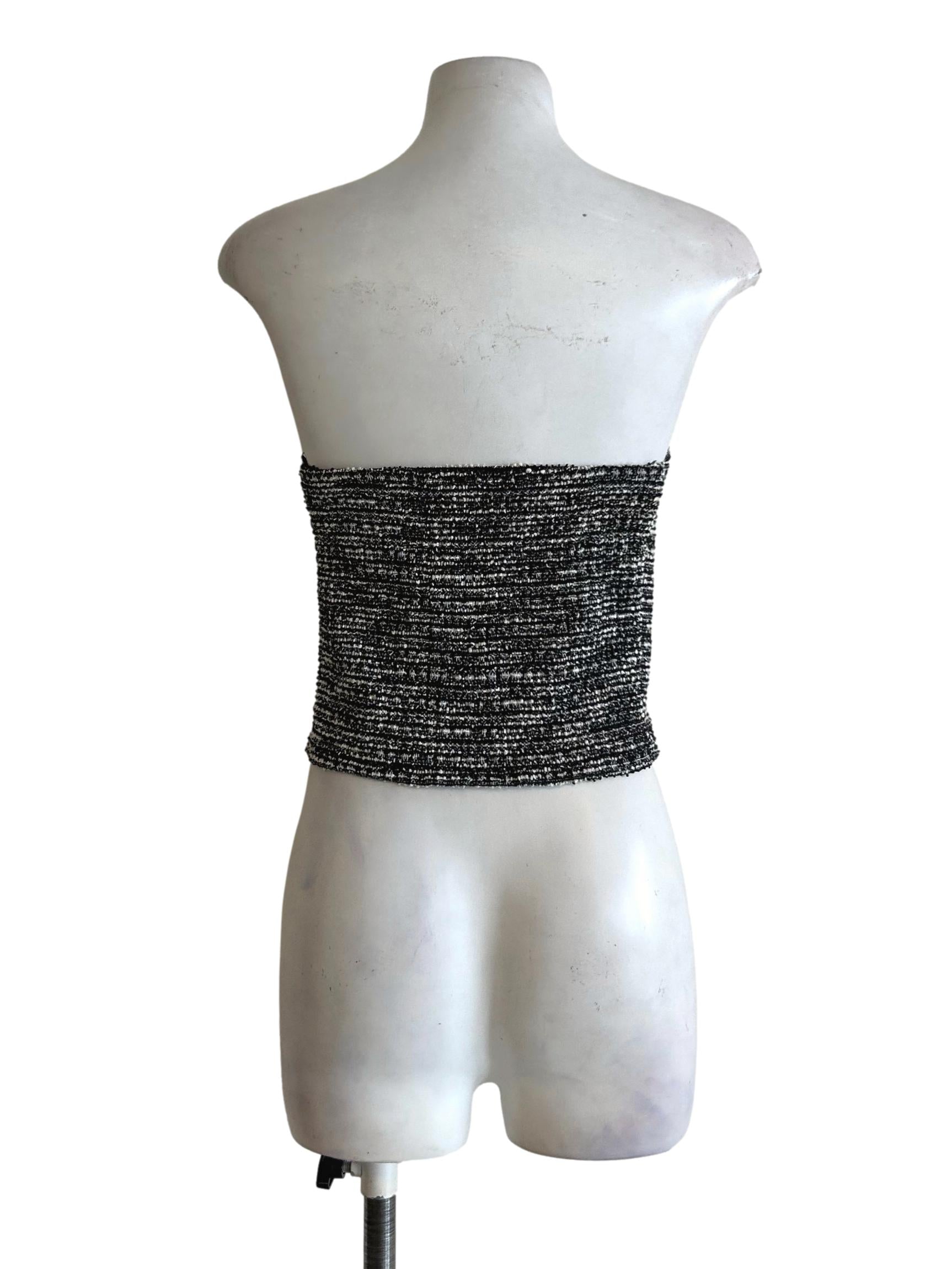 Black And White Tweed Tube Top