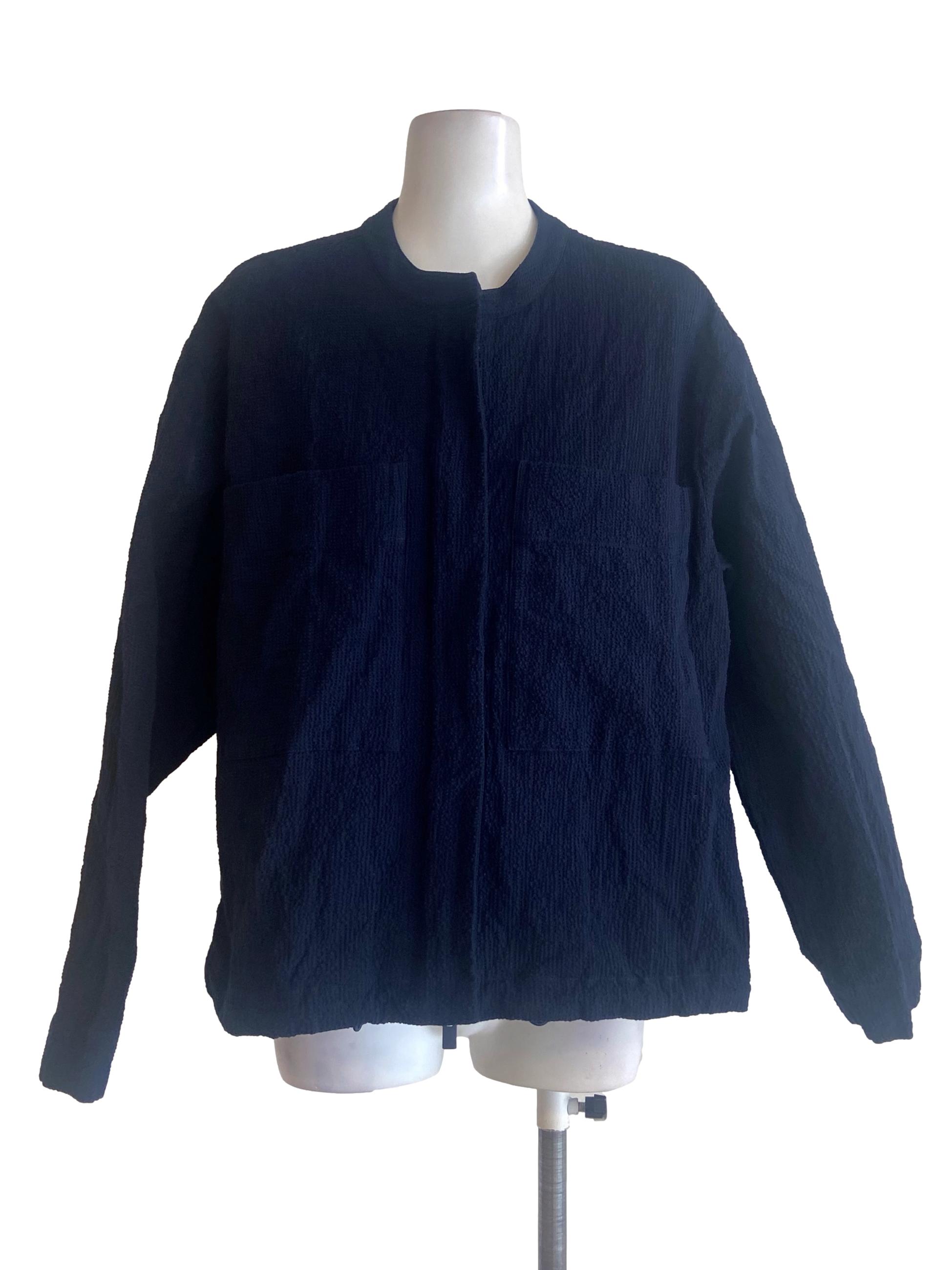 Navy Blue Front Pocket Jacket