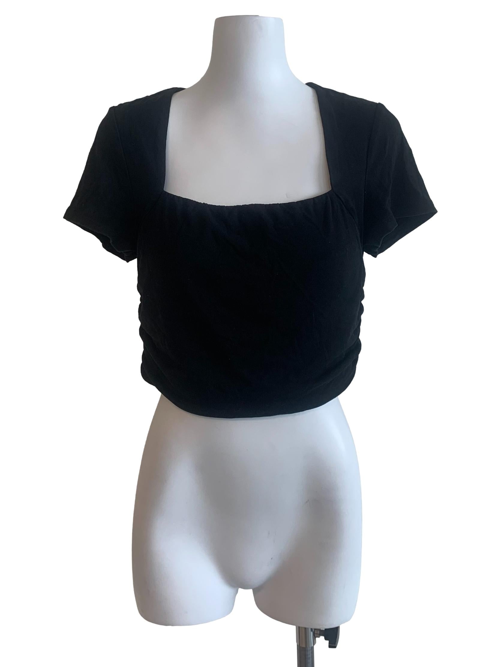 Black Square Neck Top