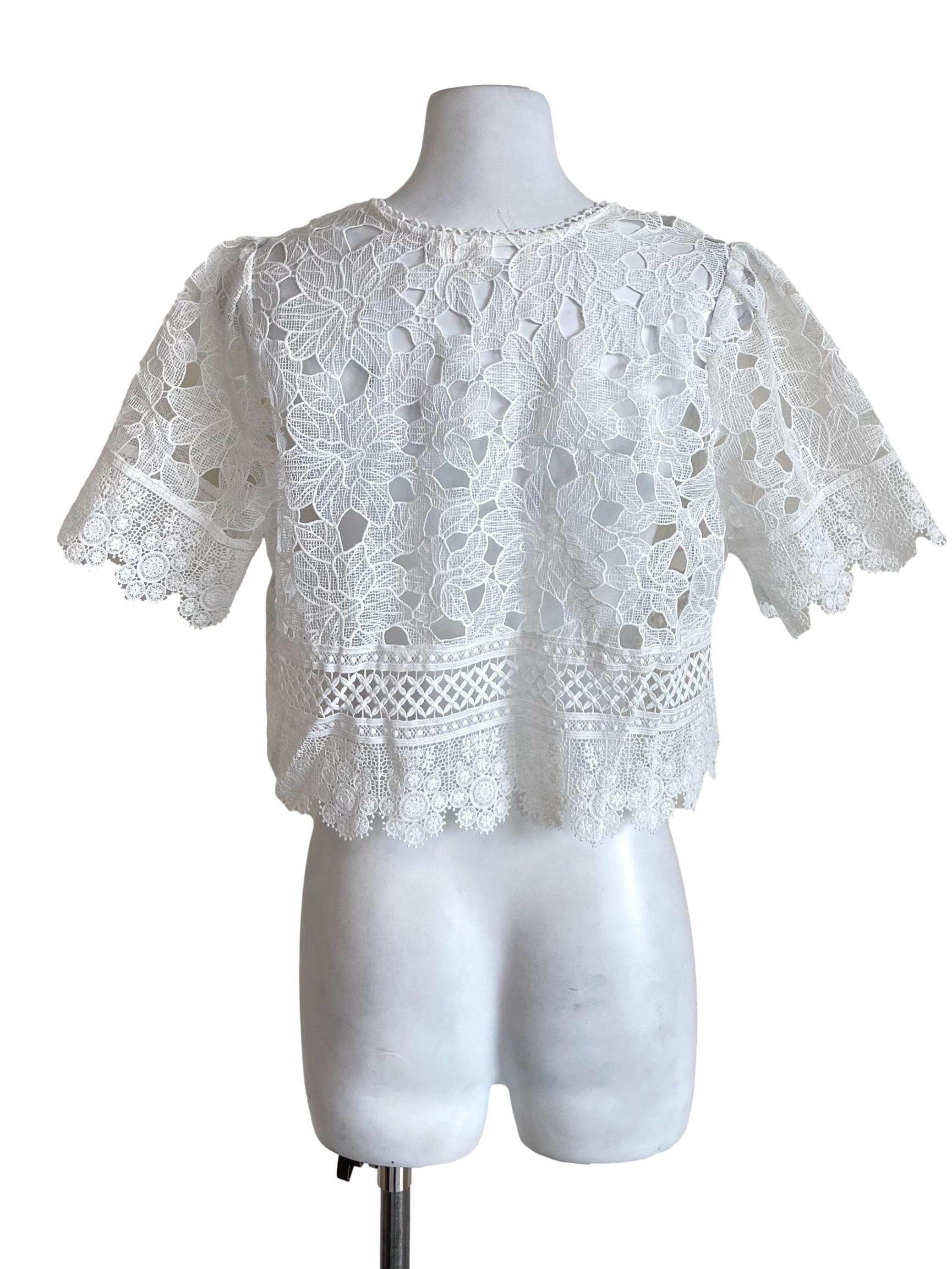 White Embroidery Tie Knot Jacket LB