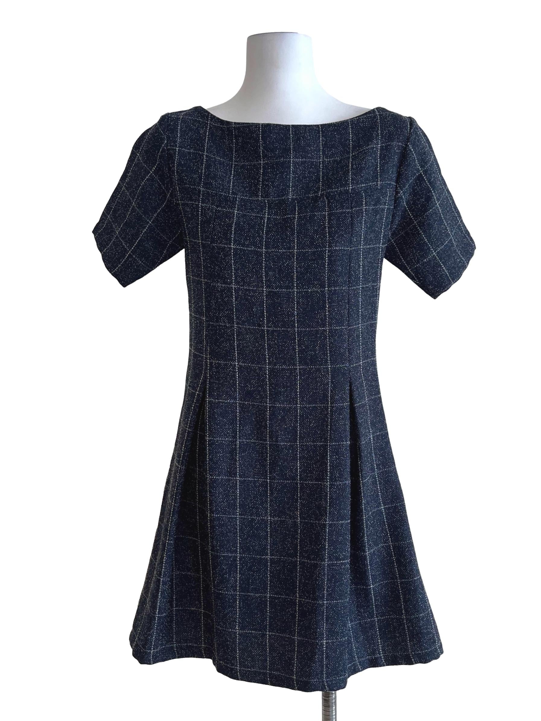Denim Blue Plaid Flare Dress