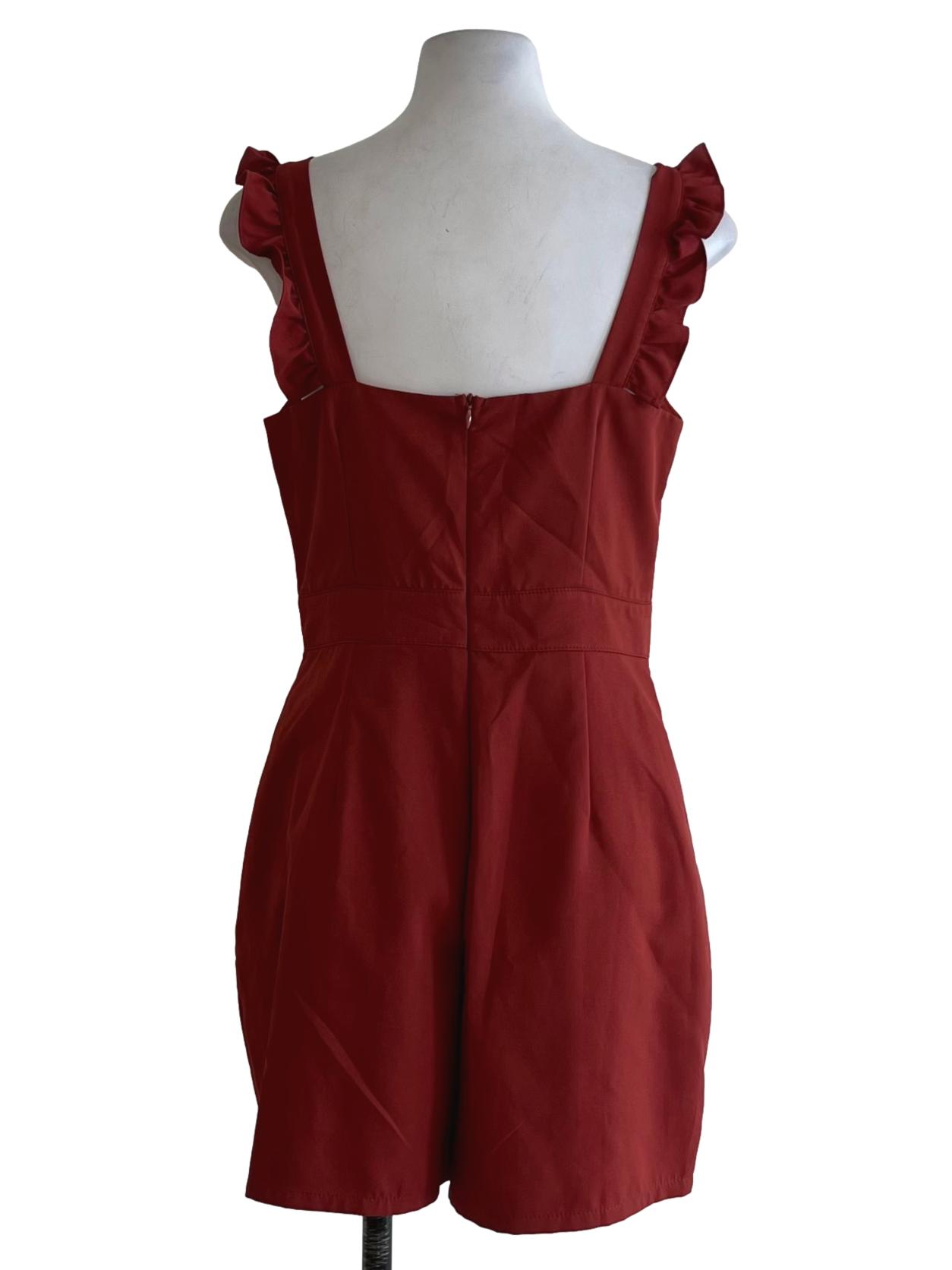 Amber Orange Square Neckline Romper
