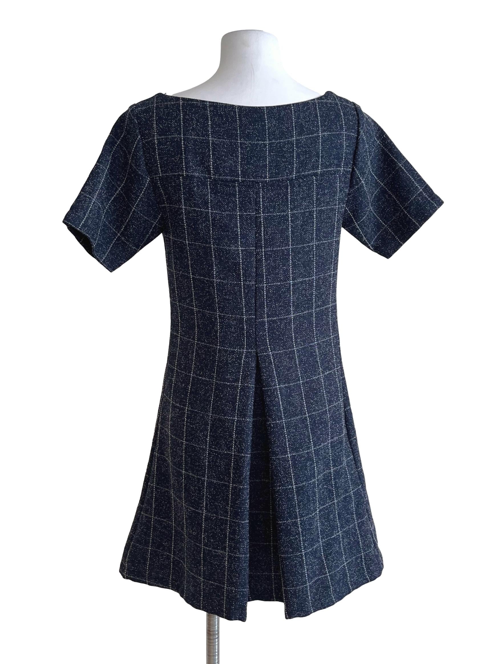 Denim Blue Plaid Flare Dress