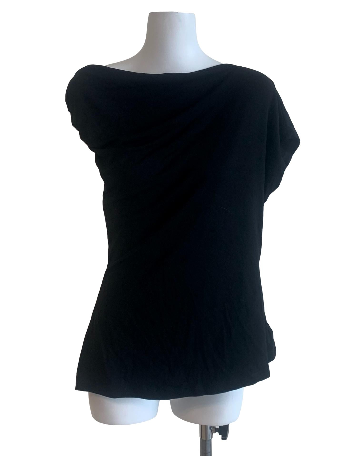 Black Sabrina Neck Top