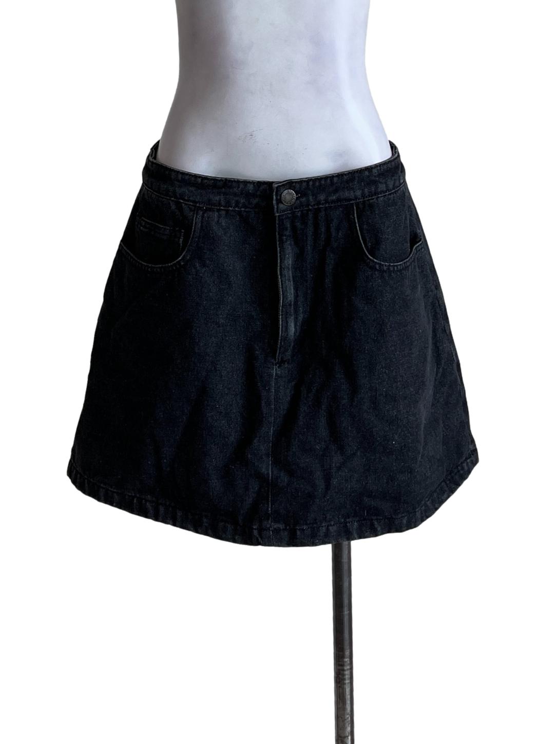 Charcoal Black Jeans Skort