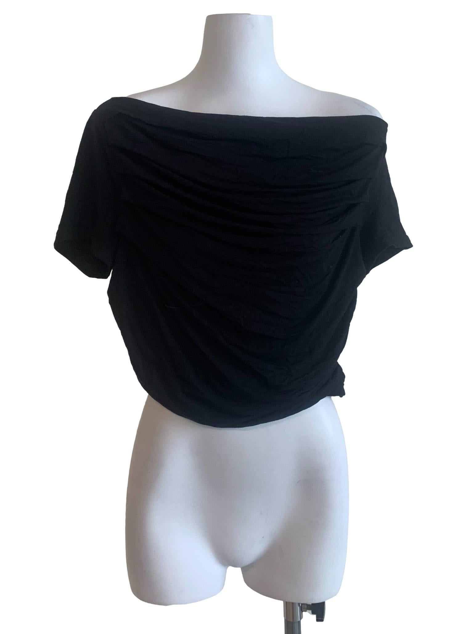 Black Sabrina Neck Crop Top