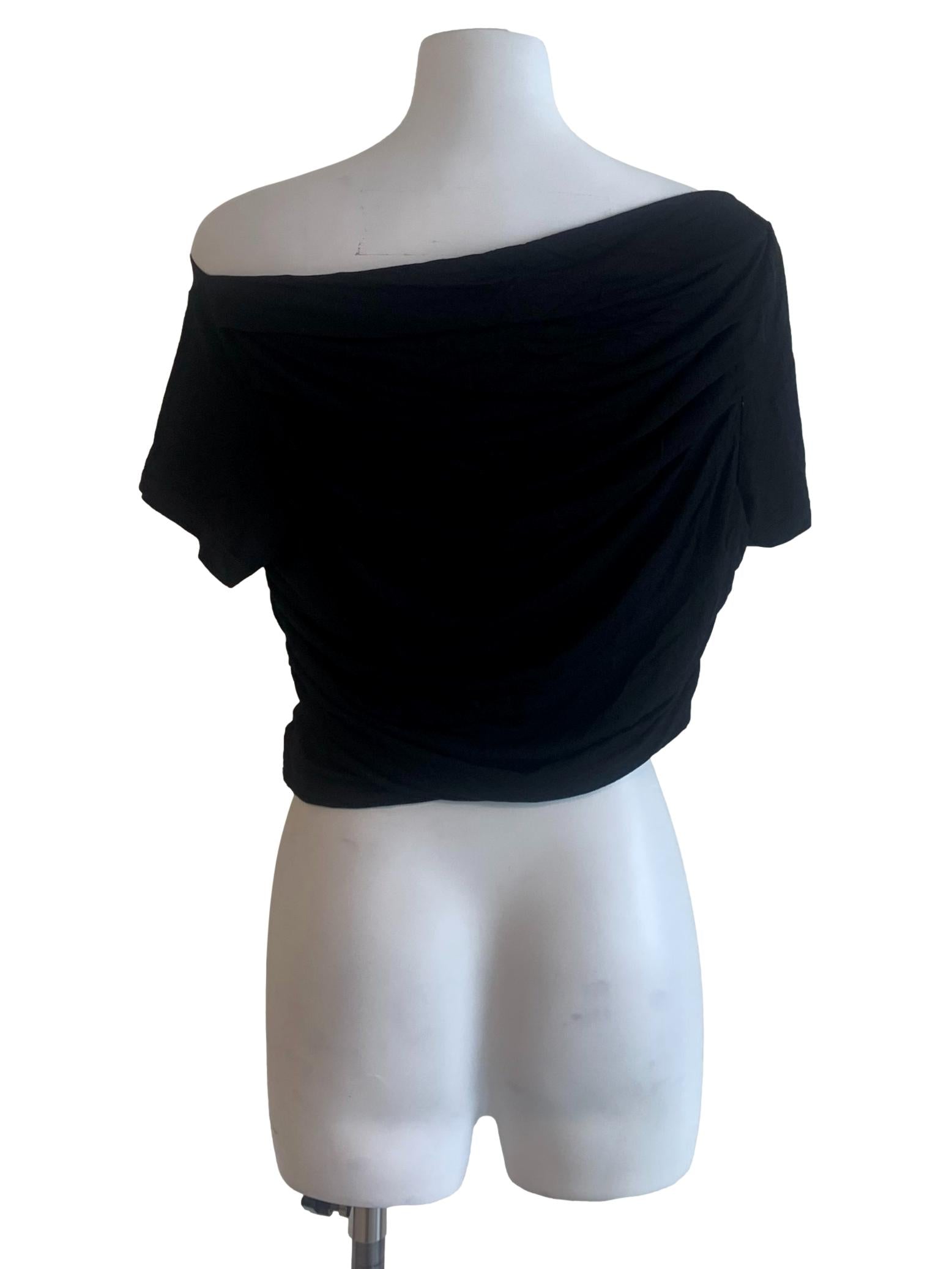 Black Sabrina Neck Crop Top