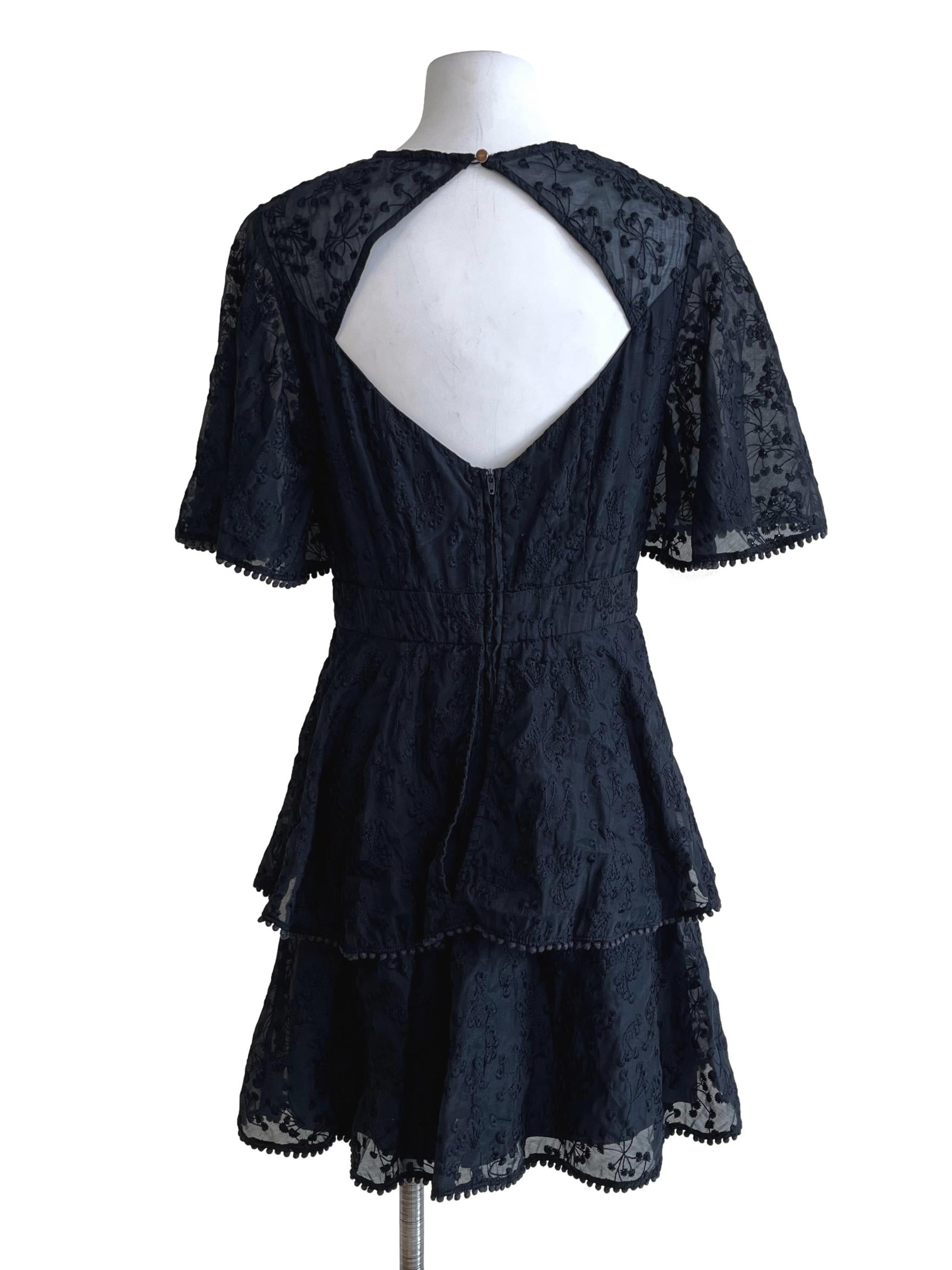 Berry Blue Lace Tiered Mini Dress