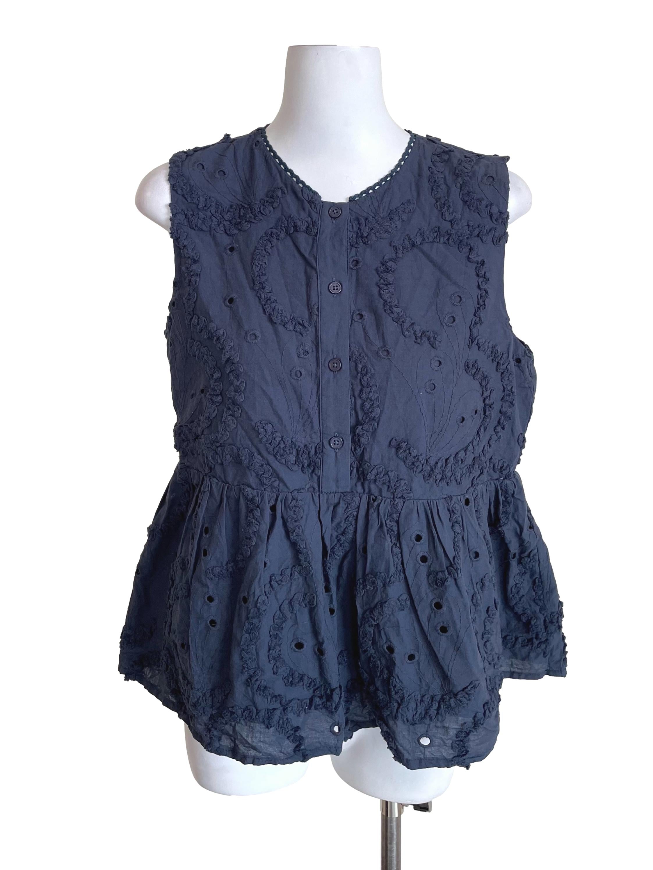 Dusty Denim Eyelet Peplum Top TCL