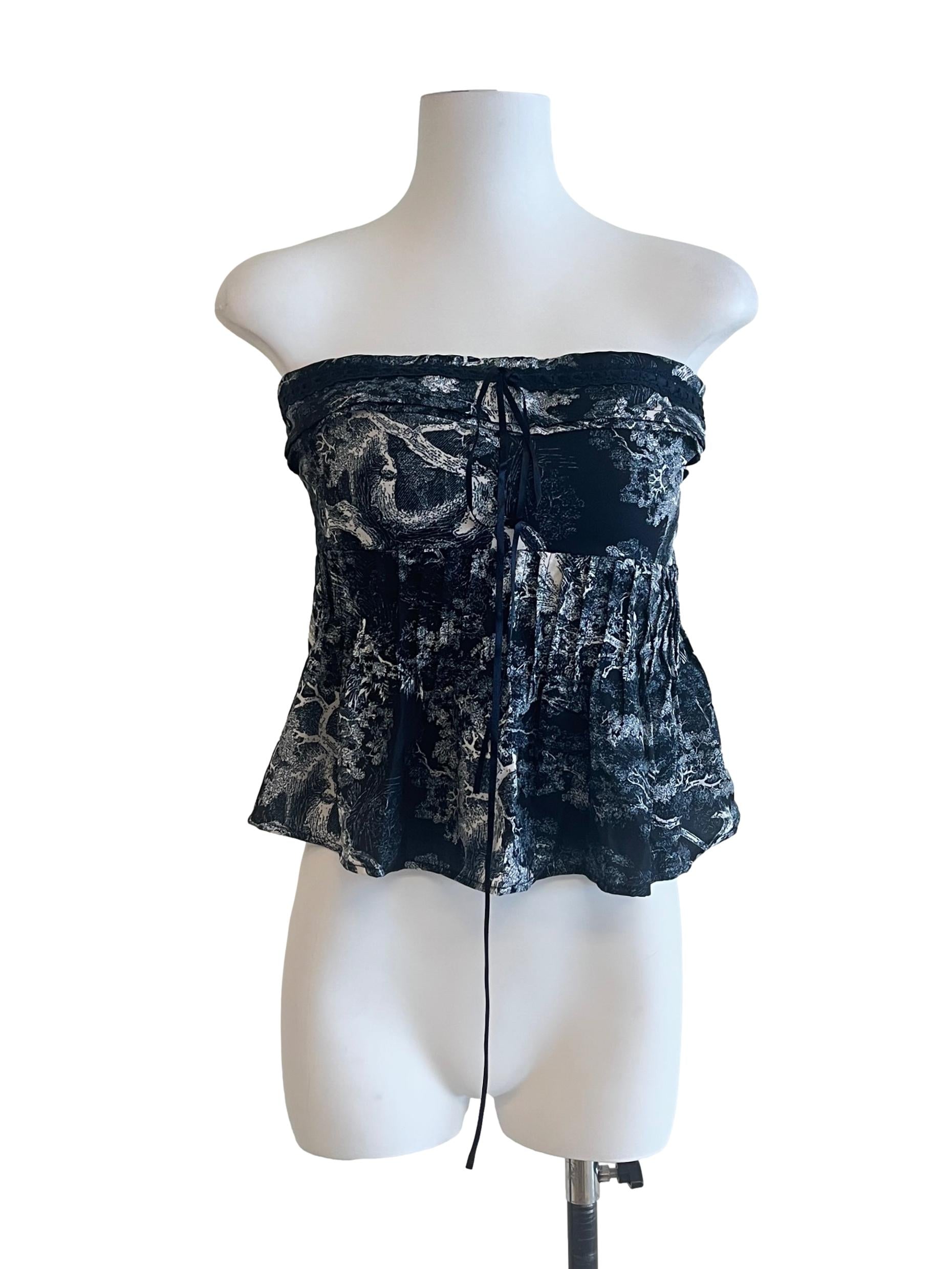 Denim Blue Printed Crop Top