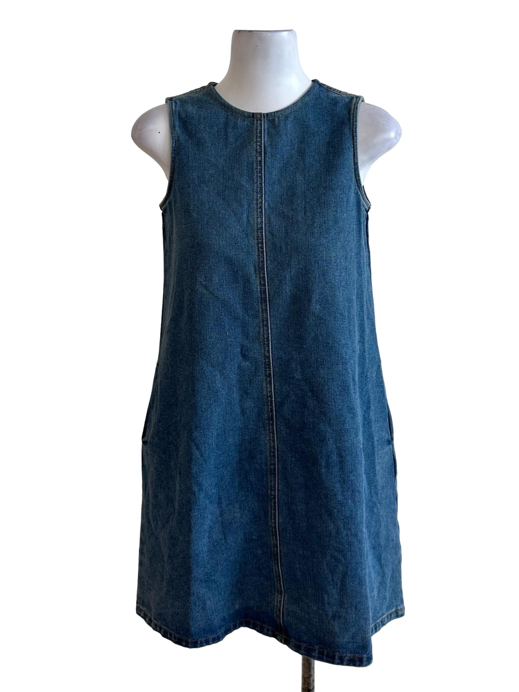 Indigo Blue Denim Back Tie Dress