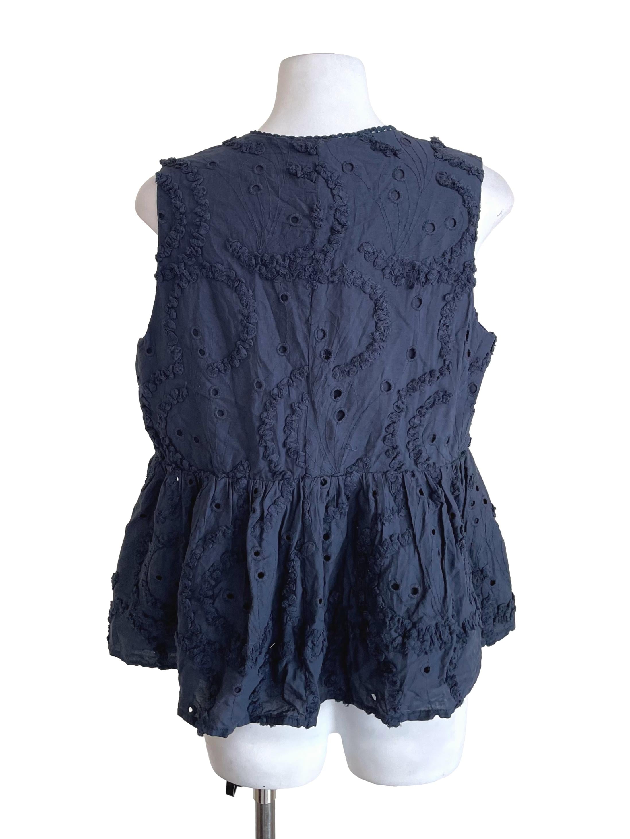 Dusty Denim Eyelet Peplum Top TCL