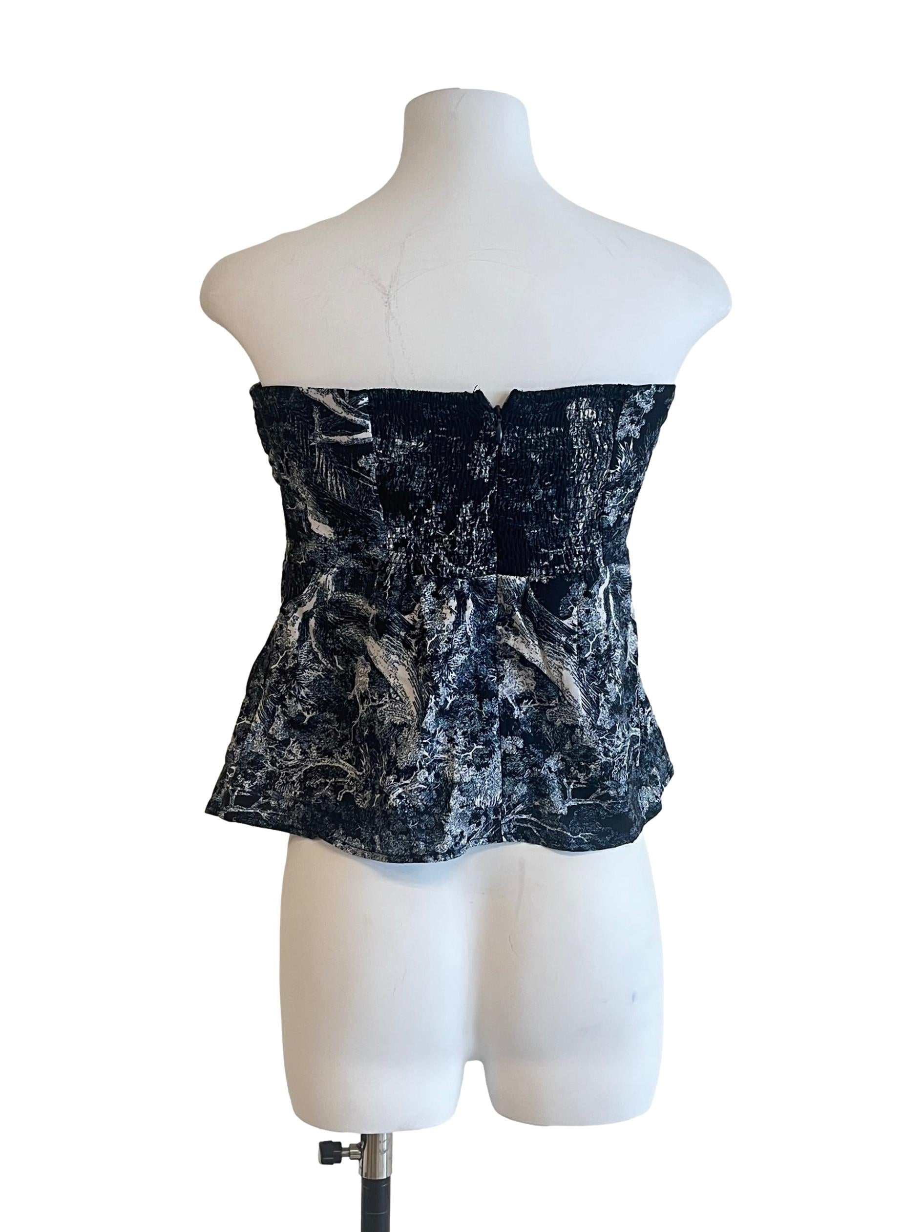 Denim Blue Printed Crop Top