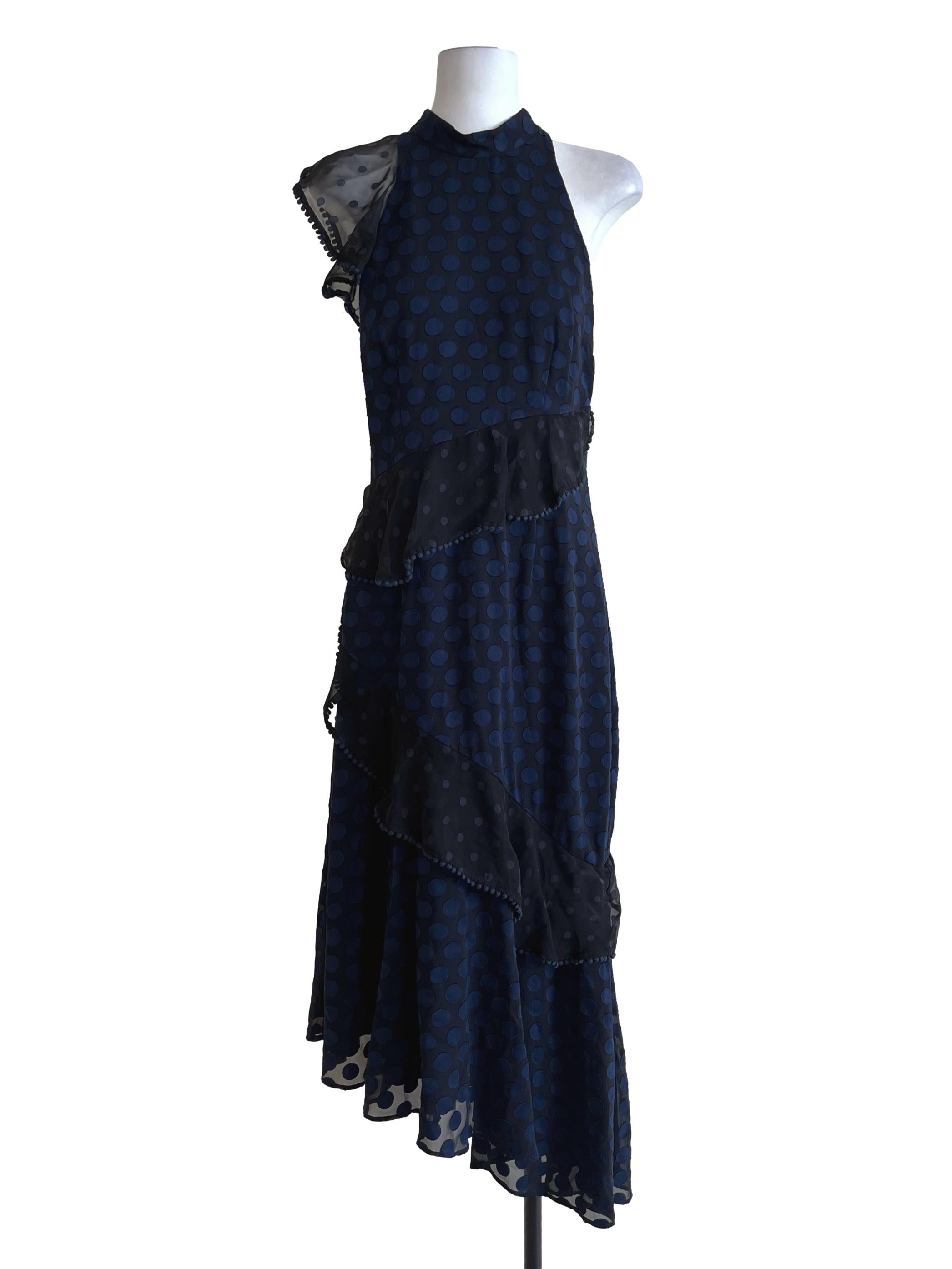 Denim Blue Polka Dot Ruffle Dress
