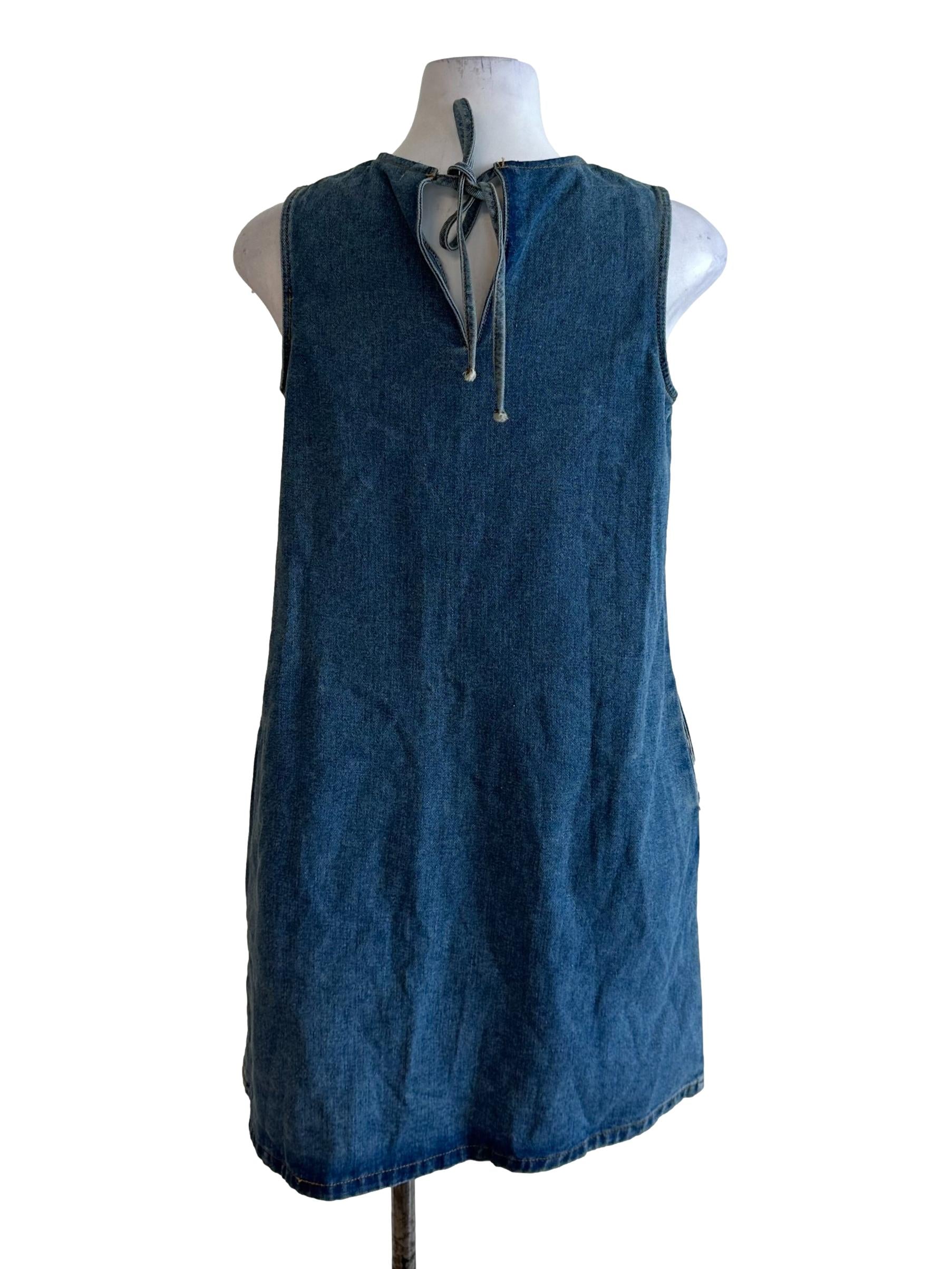Indigo Blue Denim Back Tie Dress
