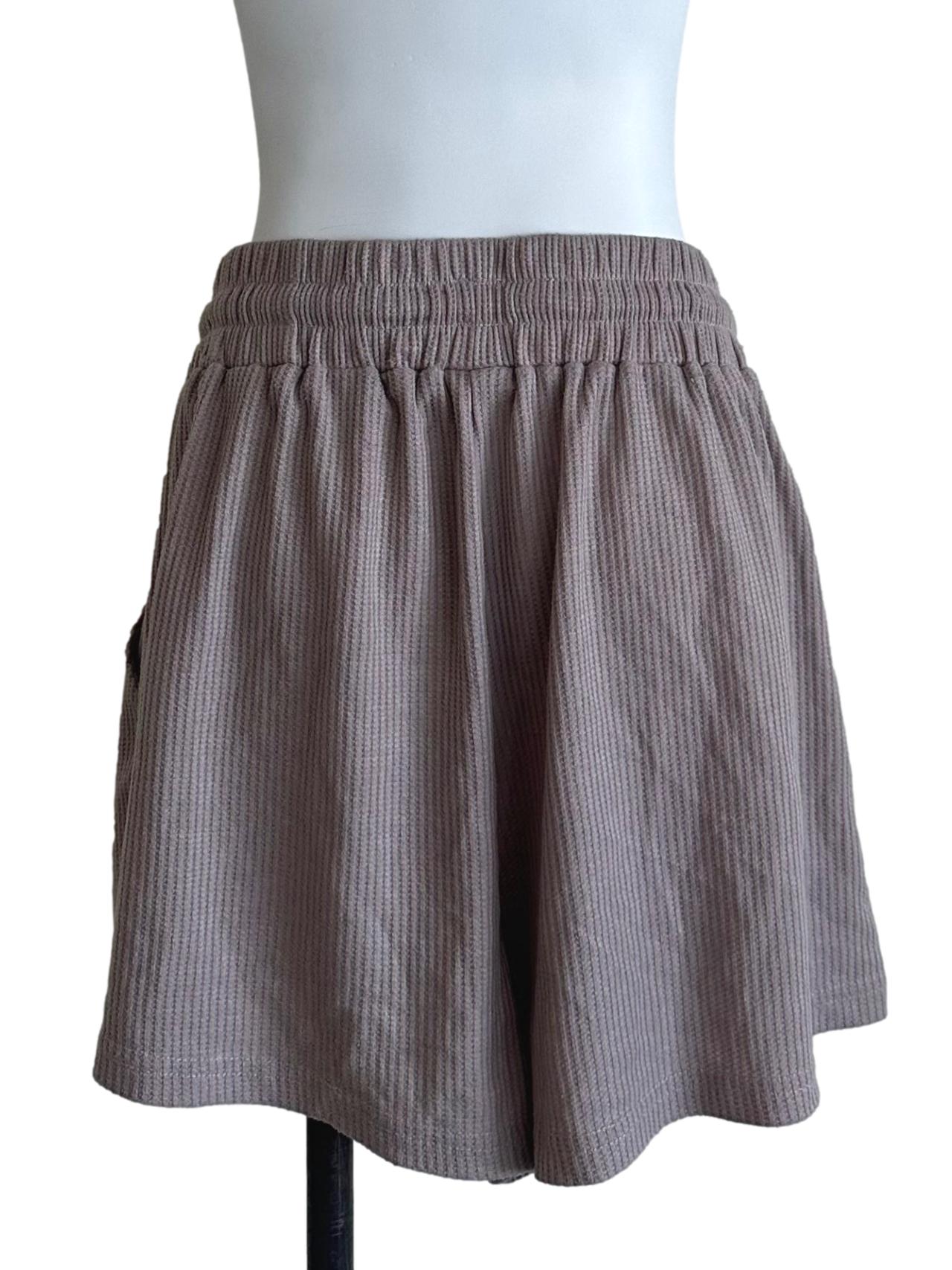 Taupe Brown Textured Shorts