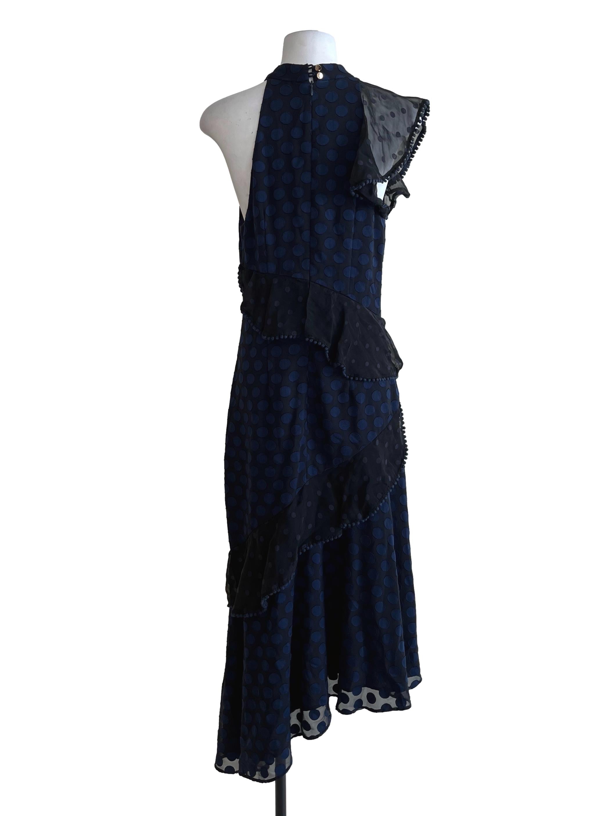 Denim Blue Polka Dot Ruffle Dress