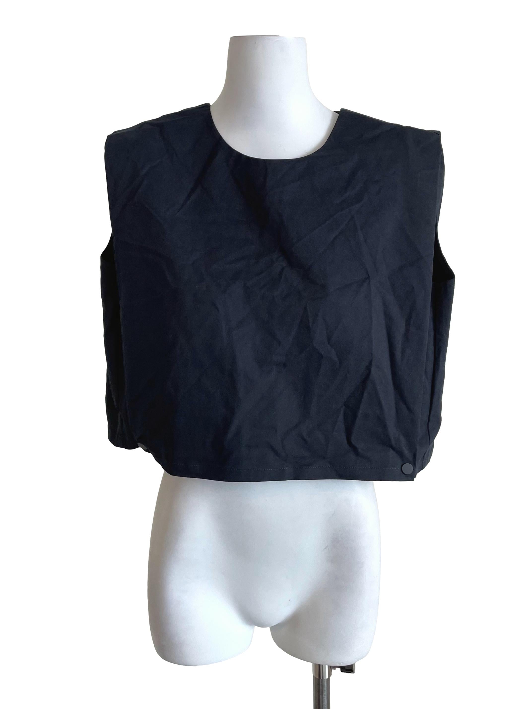 Black Folded Crop Top LB