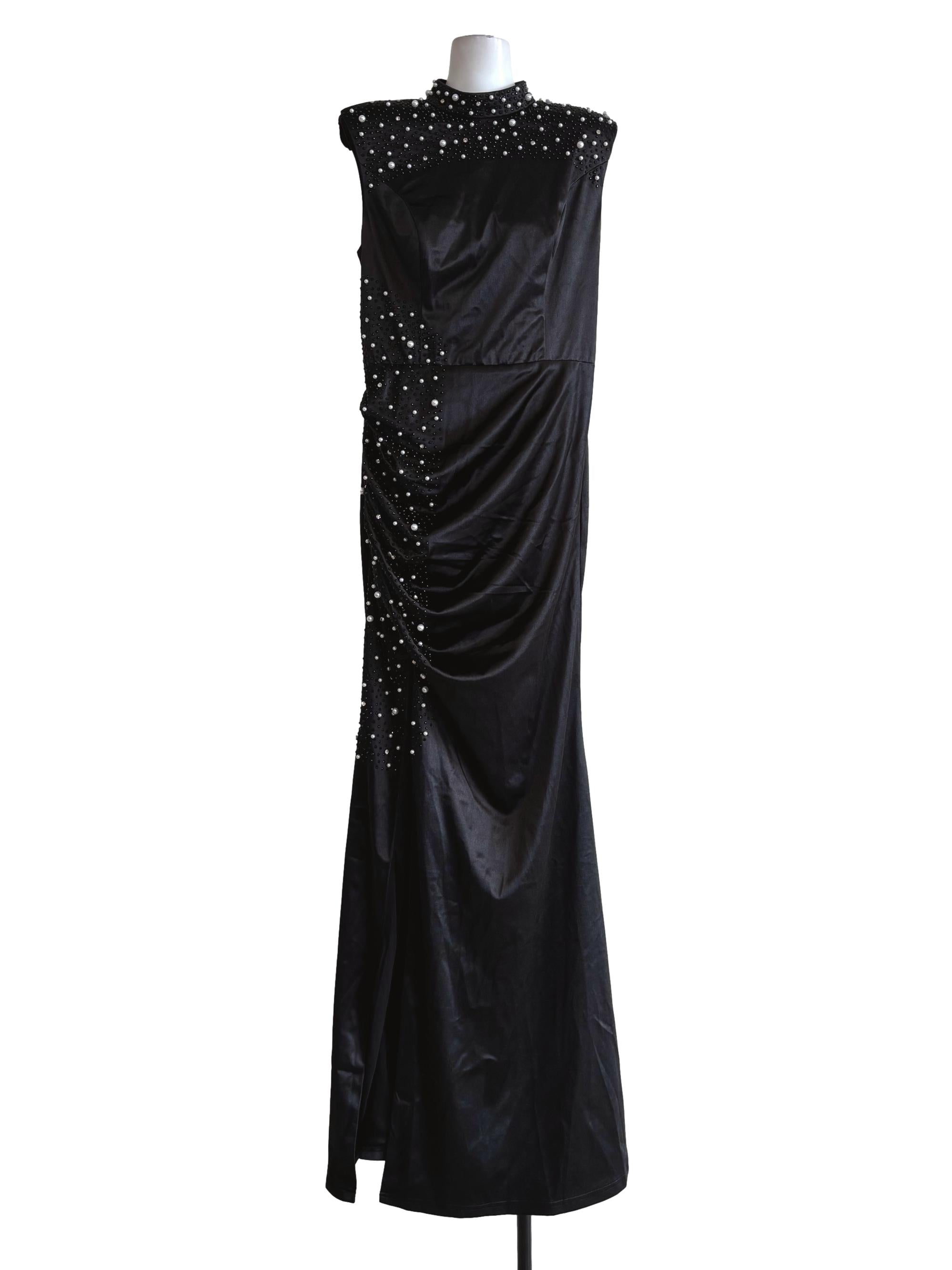 Night Black Mock Sleeveless Sparkle Dress