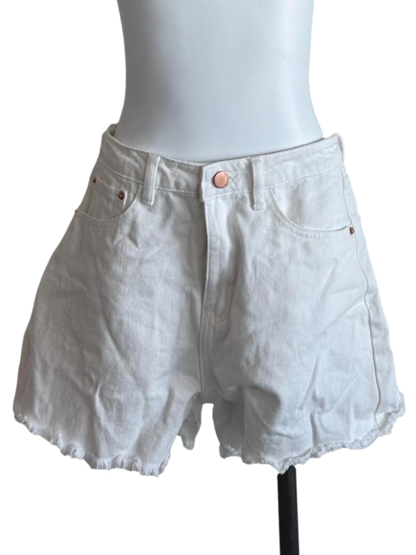 Salt White Denim Ripped Shorts