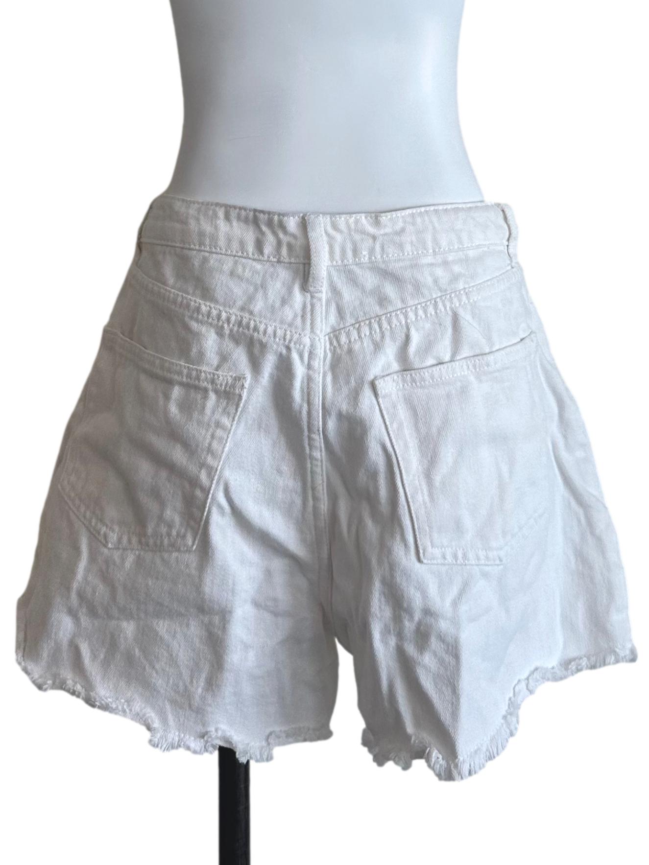 Salt White Denim Ripped Shorts