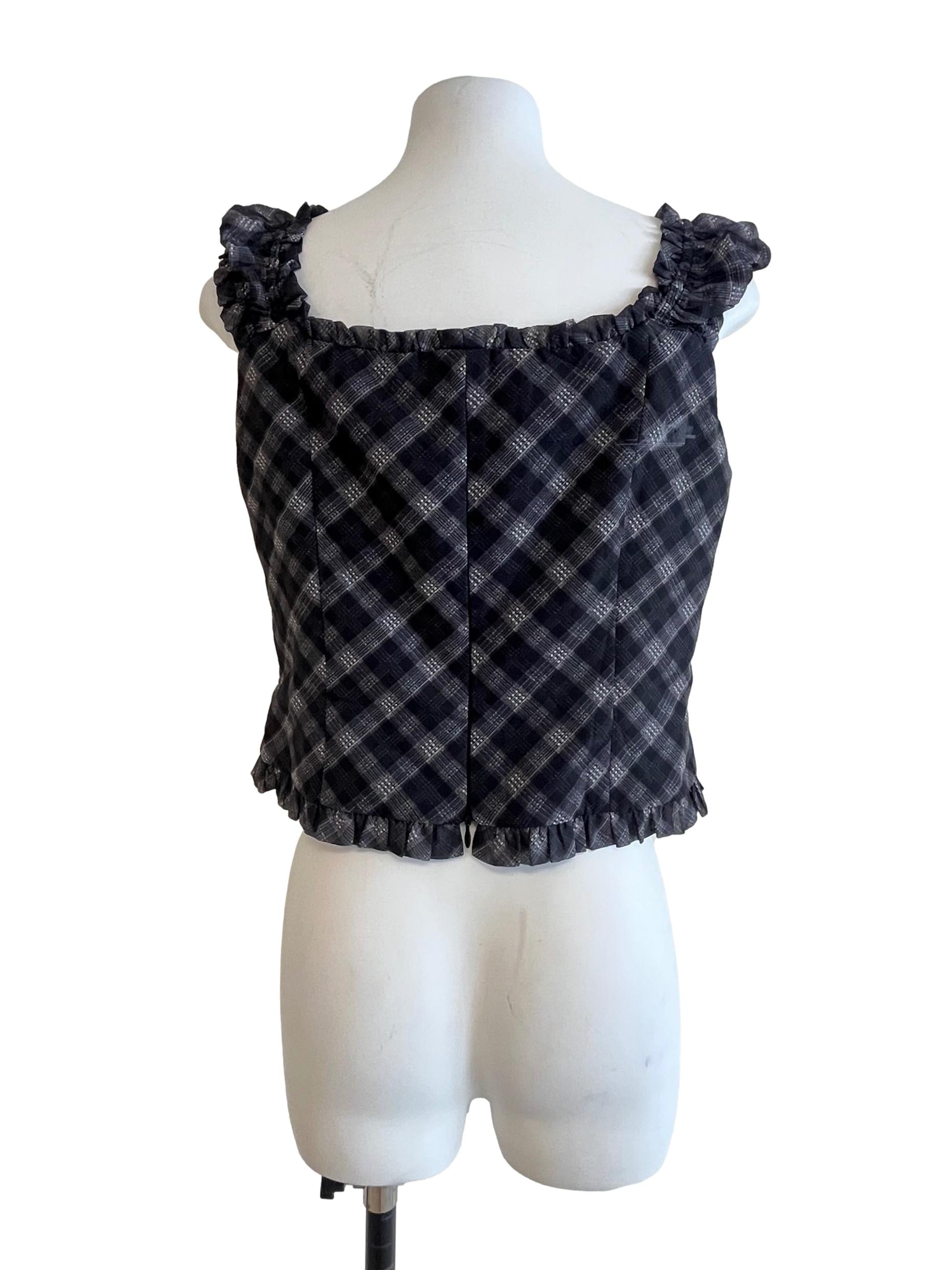 Jade Black Checkered Top