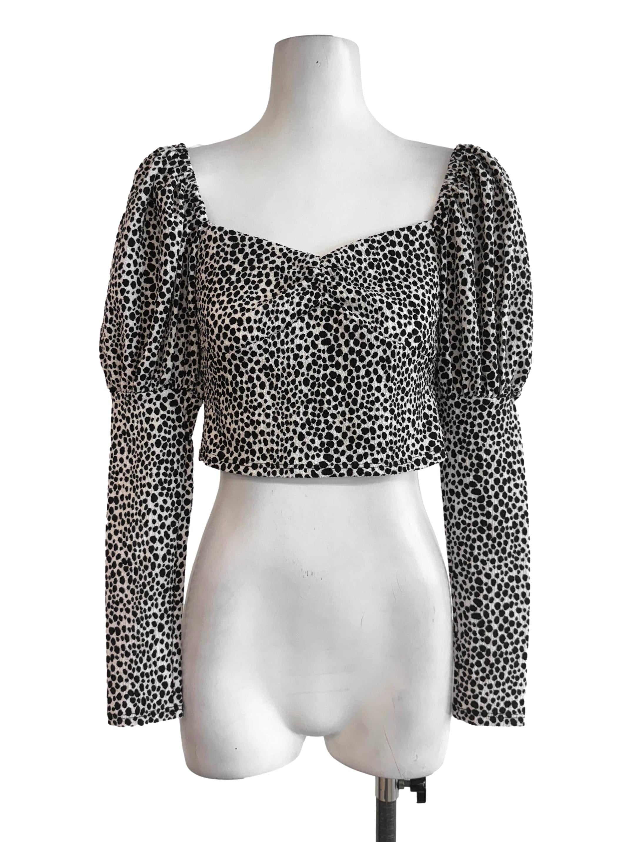 White & Black Leopard Top