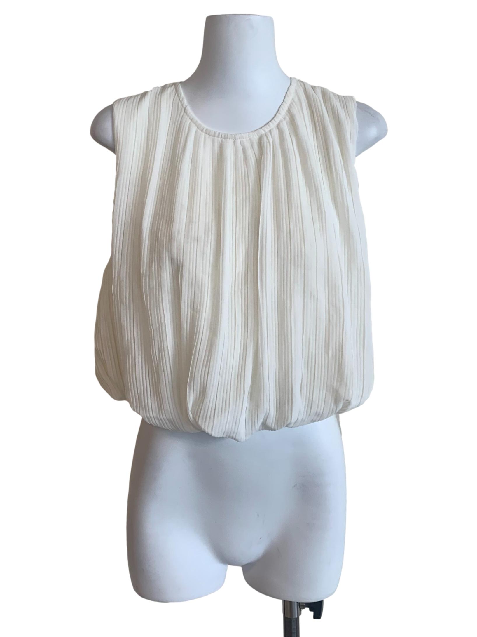 White Round Neck Textured Top