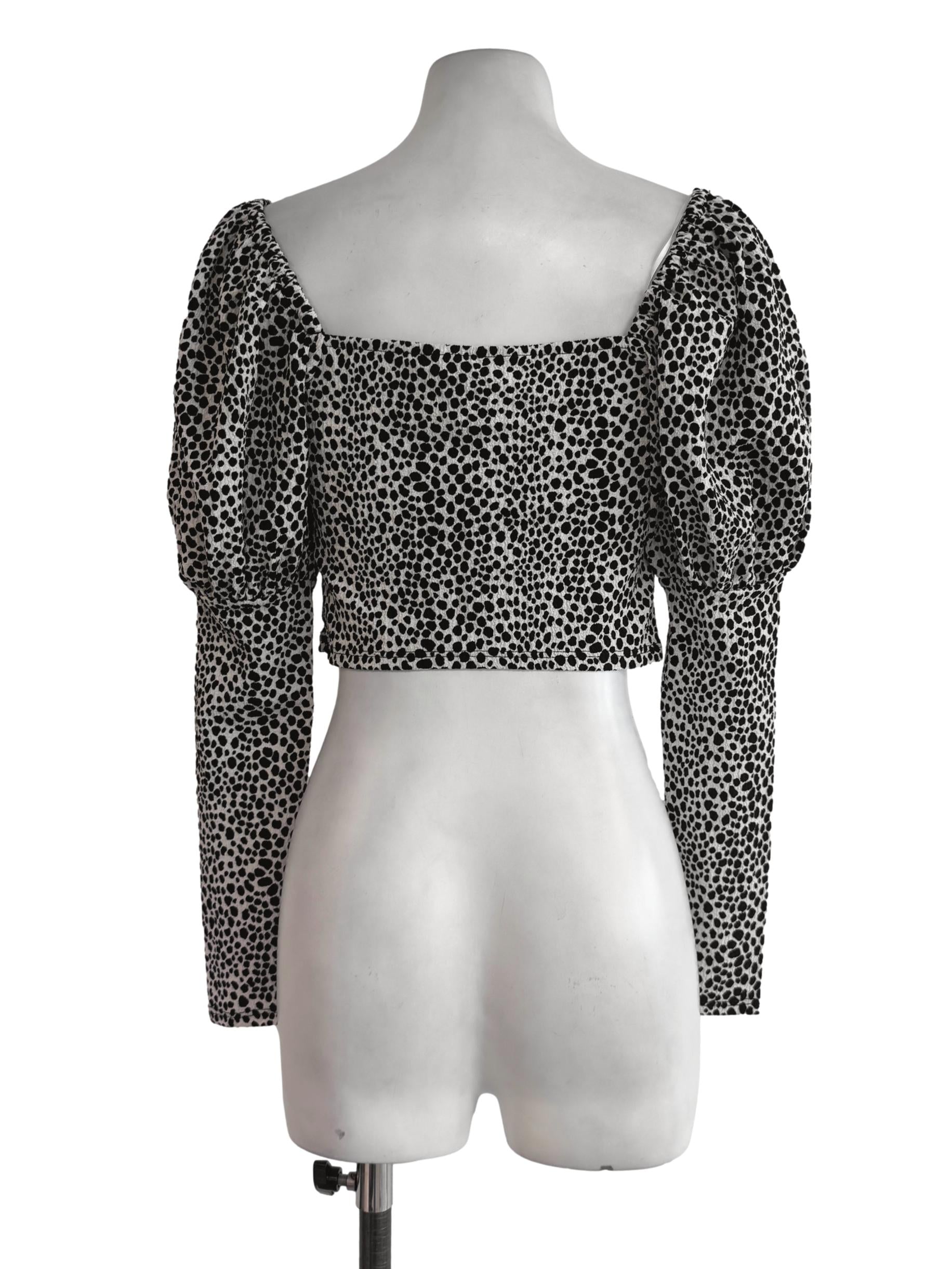 White & Black Leopard Top
