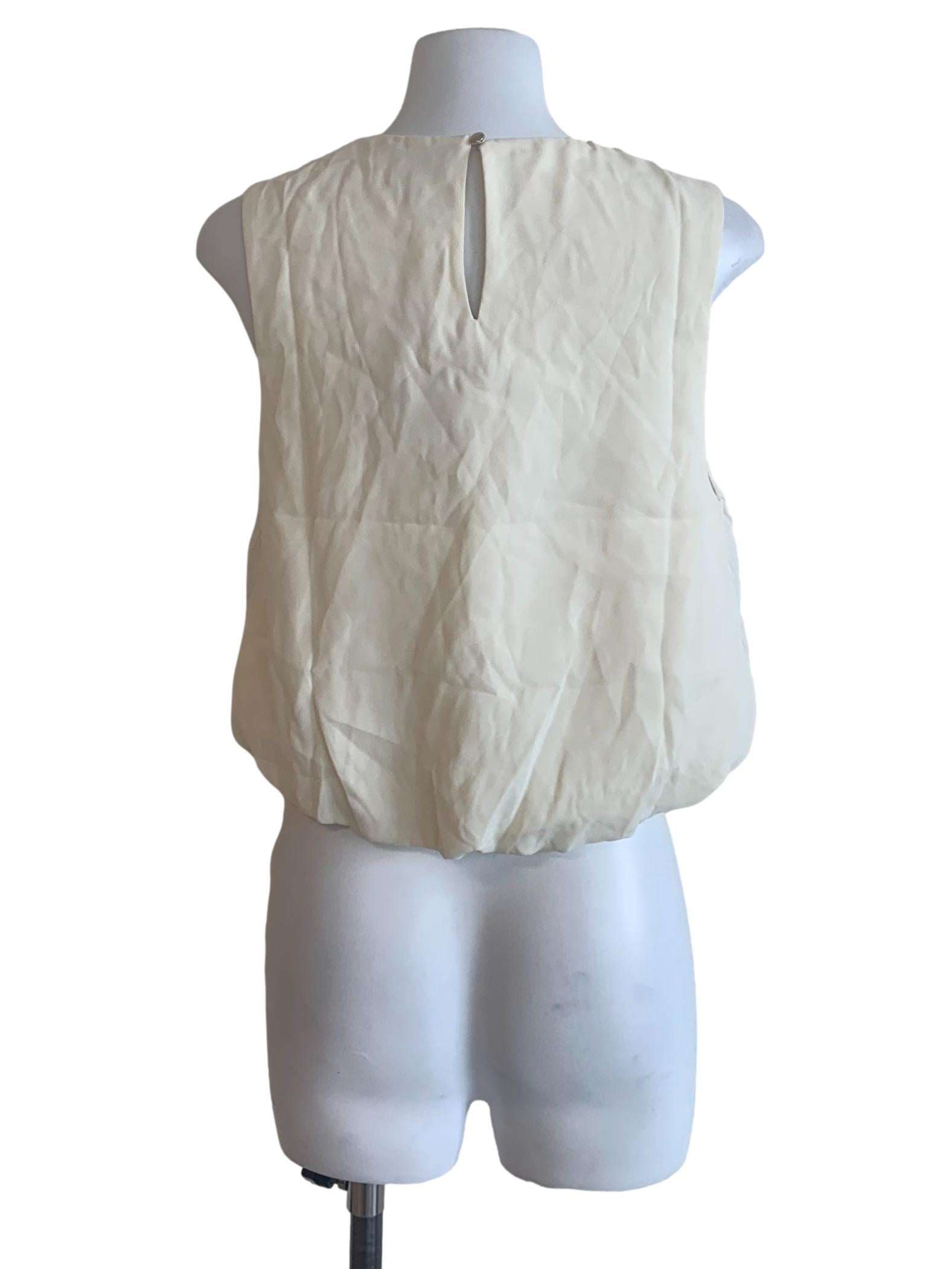 White Round Neck Textured Top
