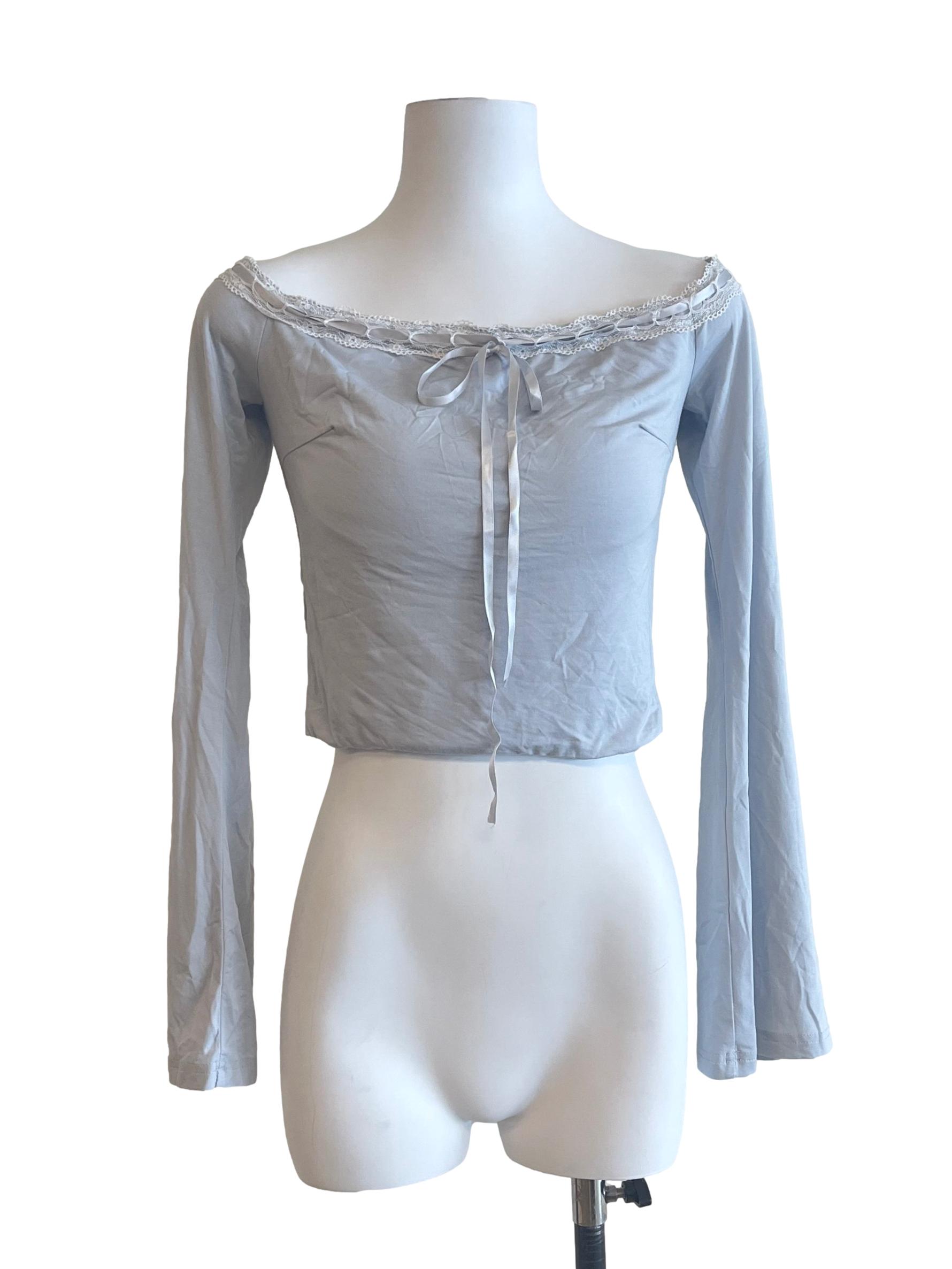 Pale Breeze Blue Crop Top