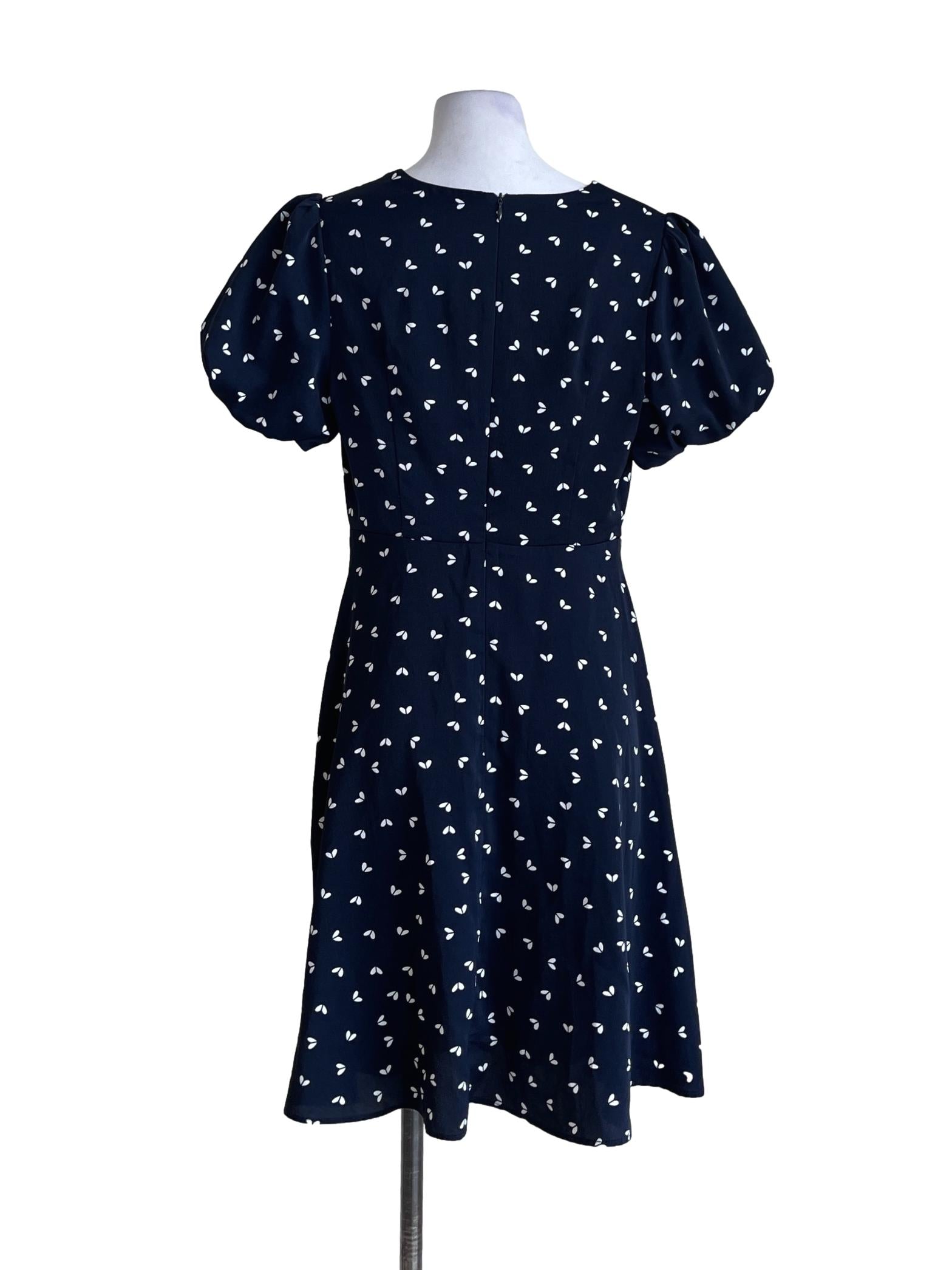 Navy Blue Love Pattern Empire Dress