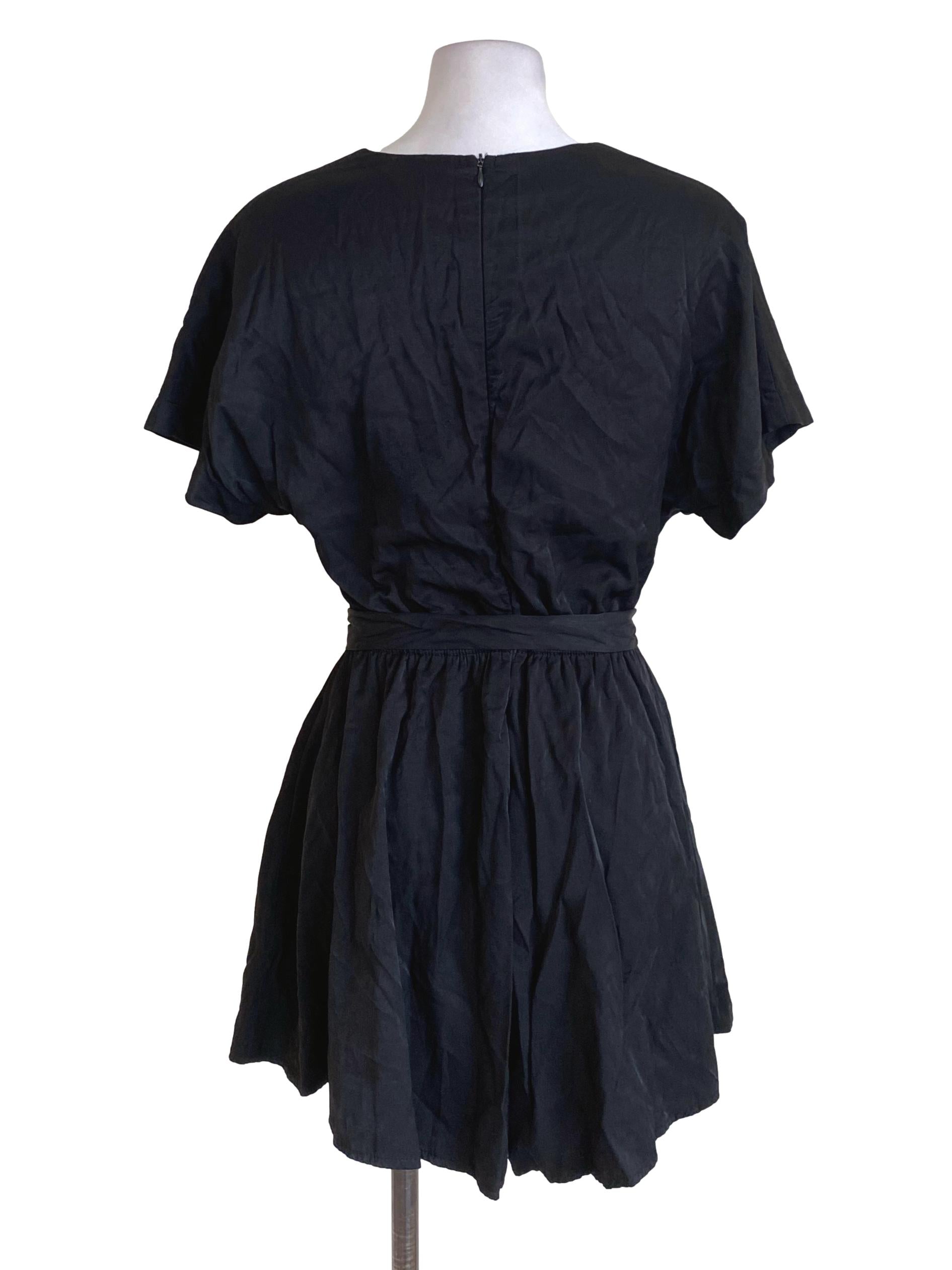 Black V-Neck Crossover Romper TTR