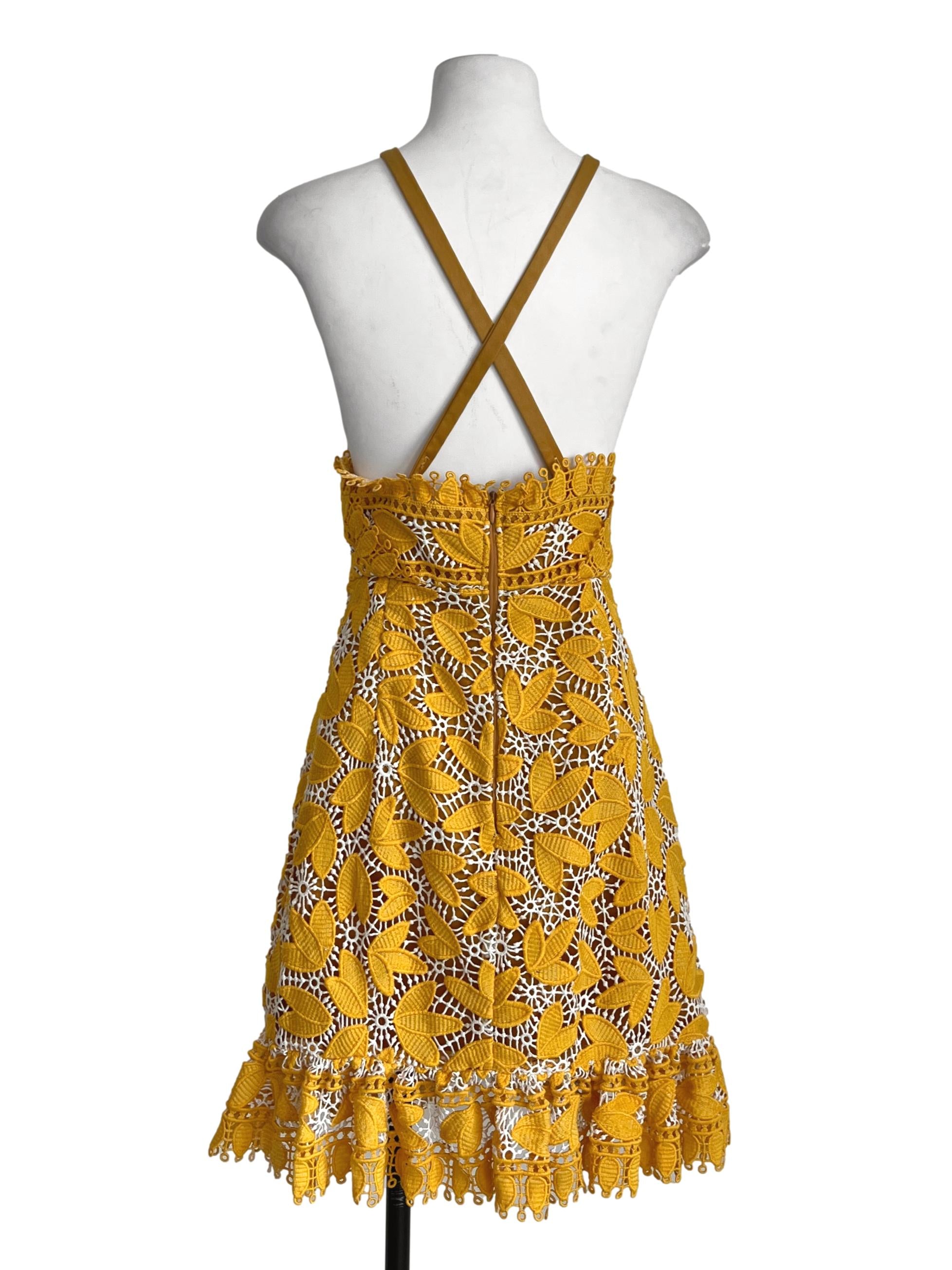Mustard Yellow Lace Mini Dress
