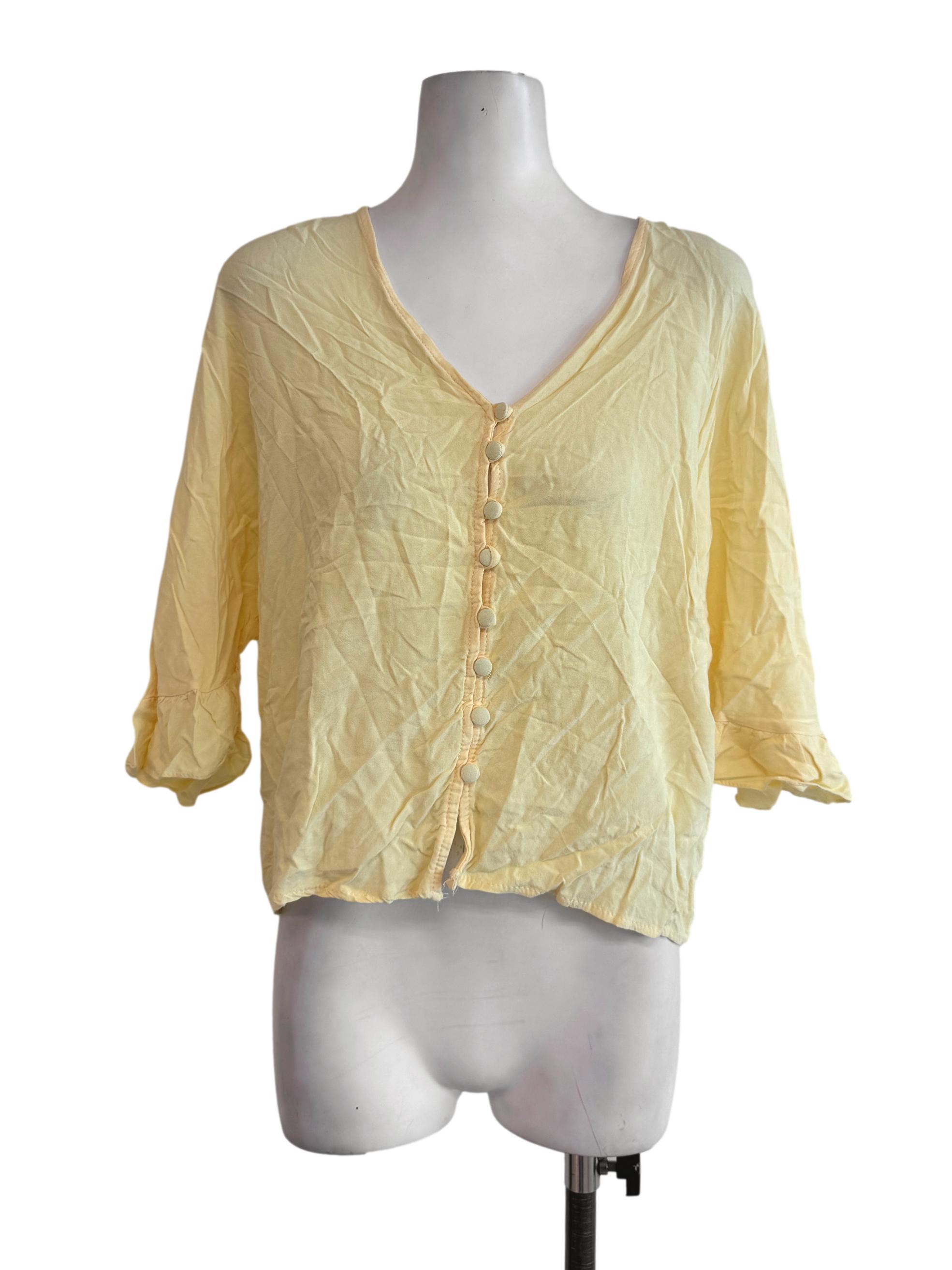 Yellow Buttoned Plain Top