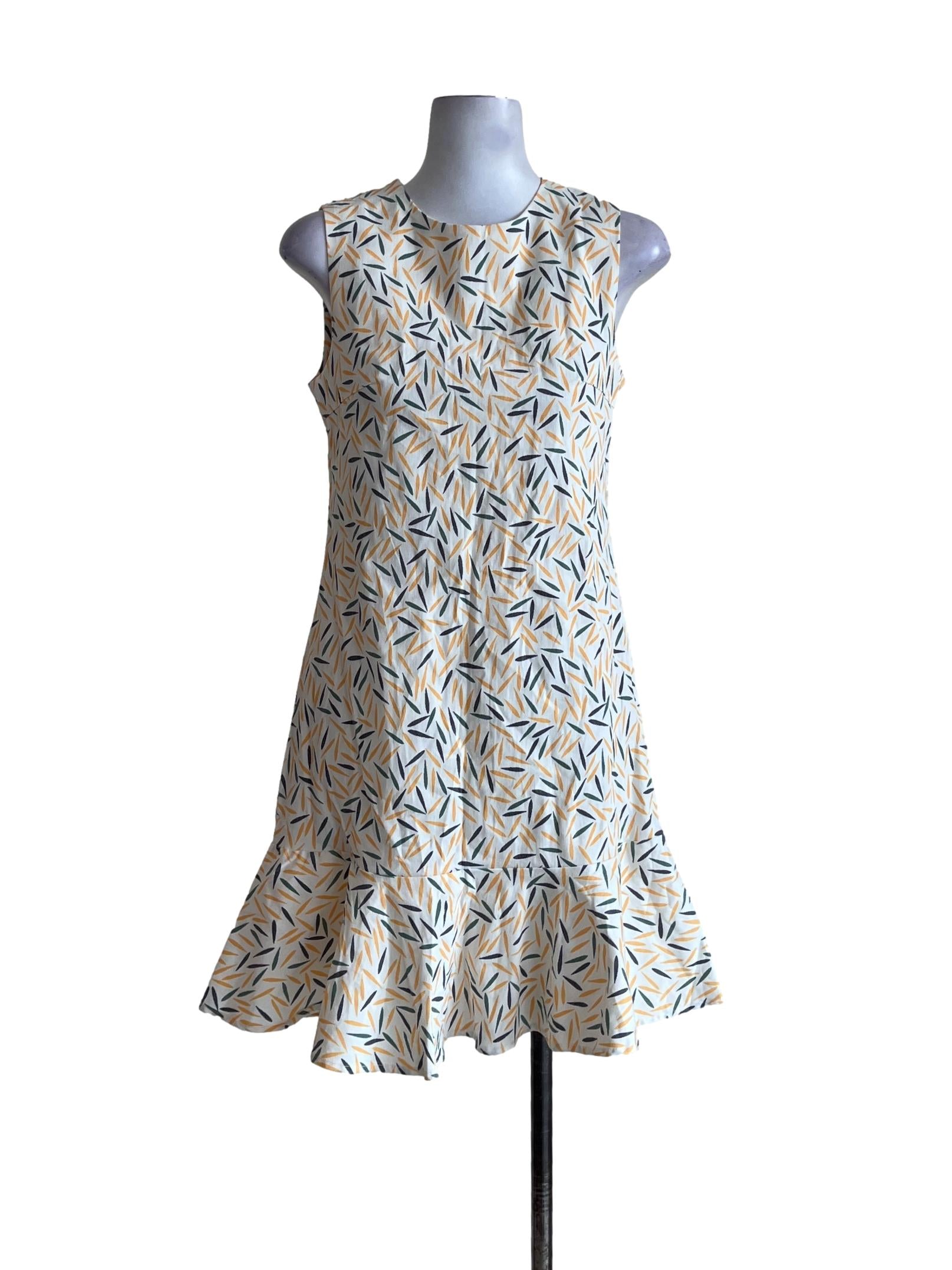 Pearl White Ruffled Hem Shift Dress
