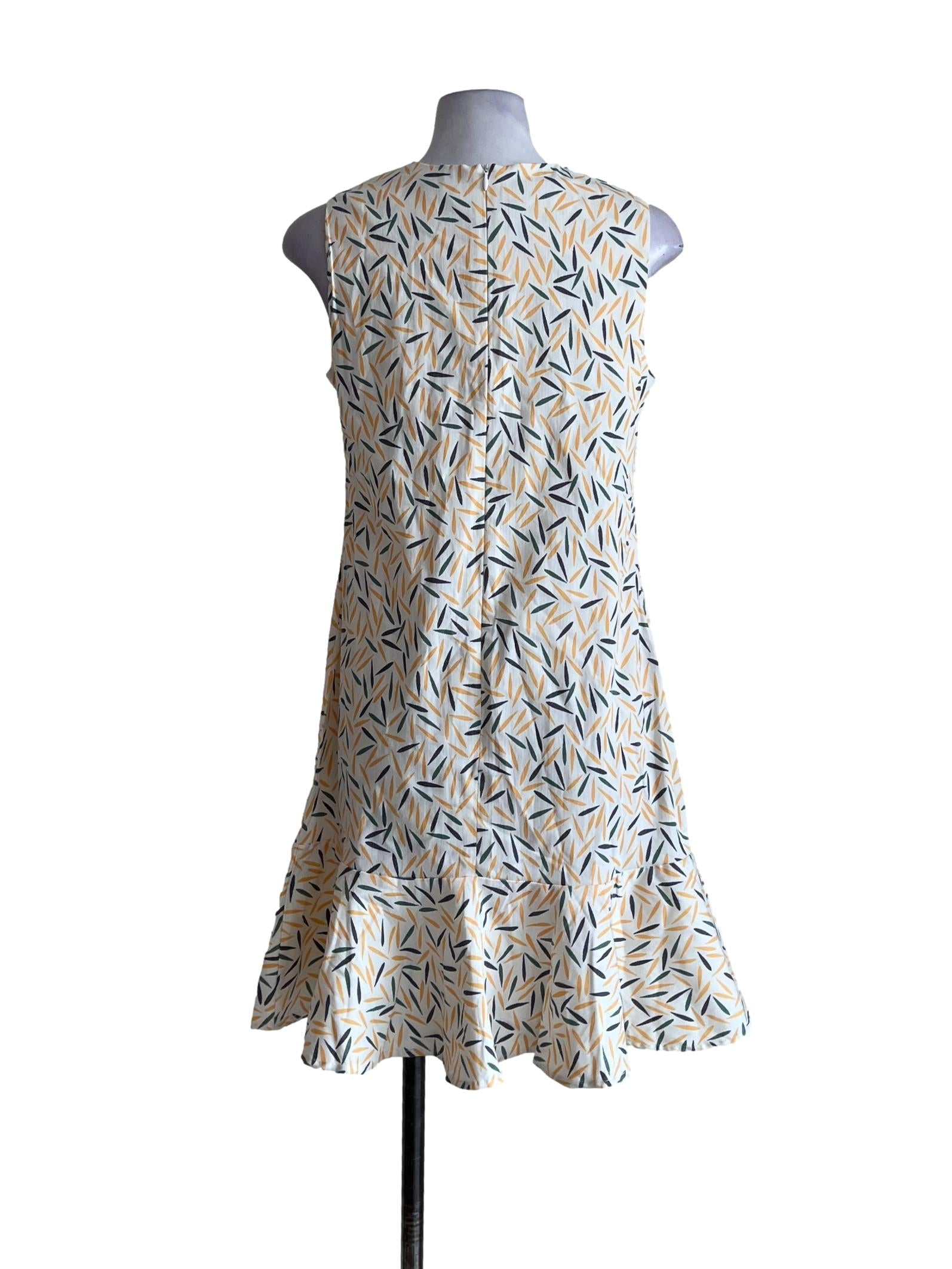 Pearl White Ruffled Hem Shift Dress