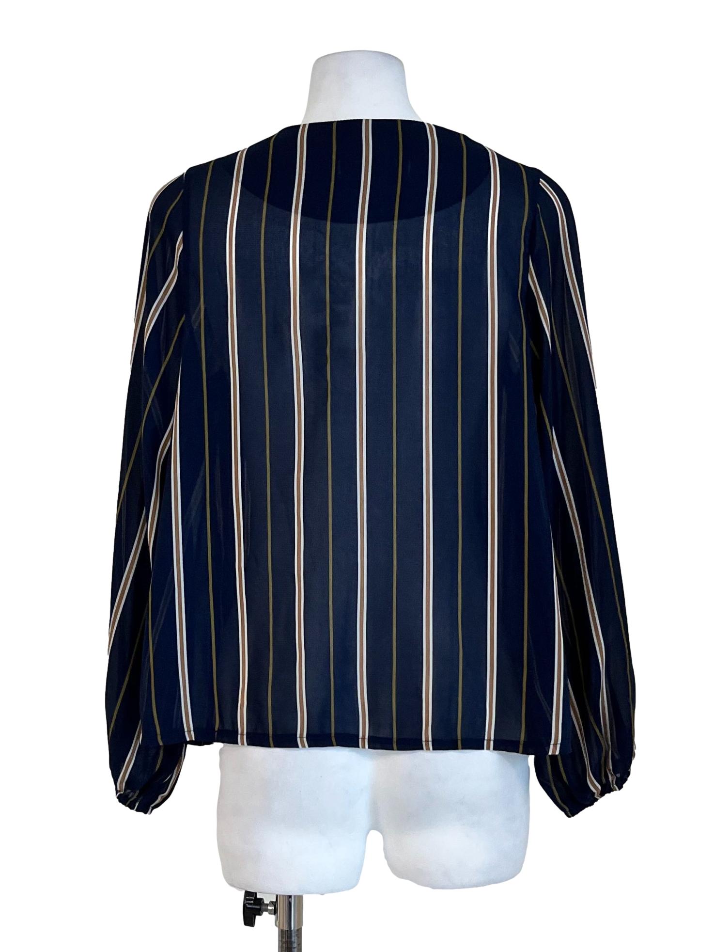Blue Stripe Long Sleeves Blouse