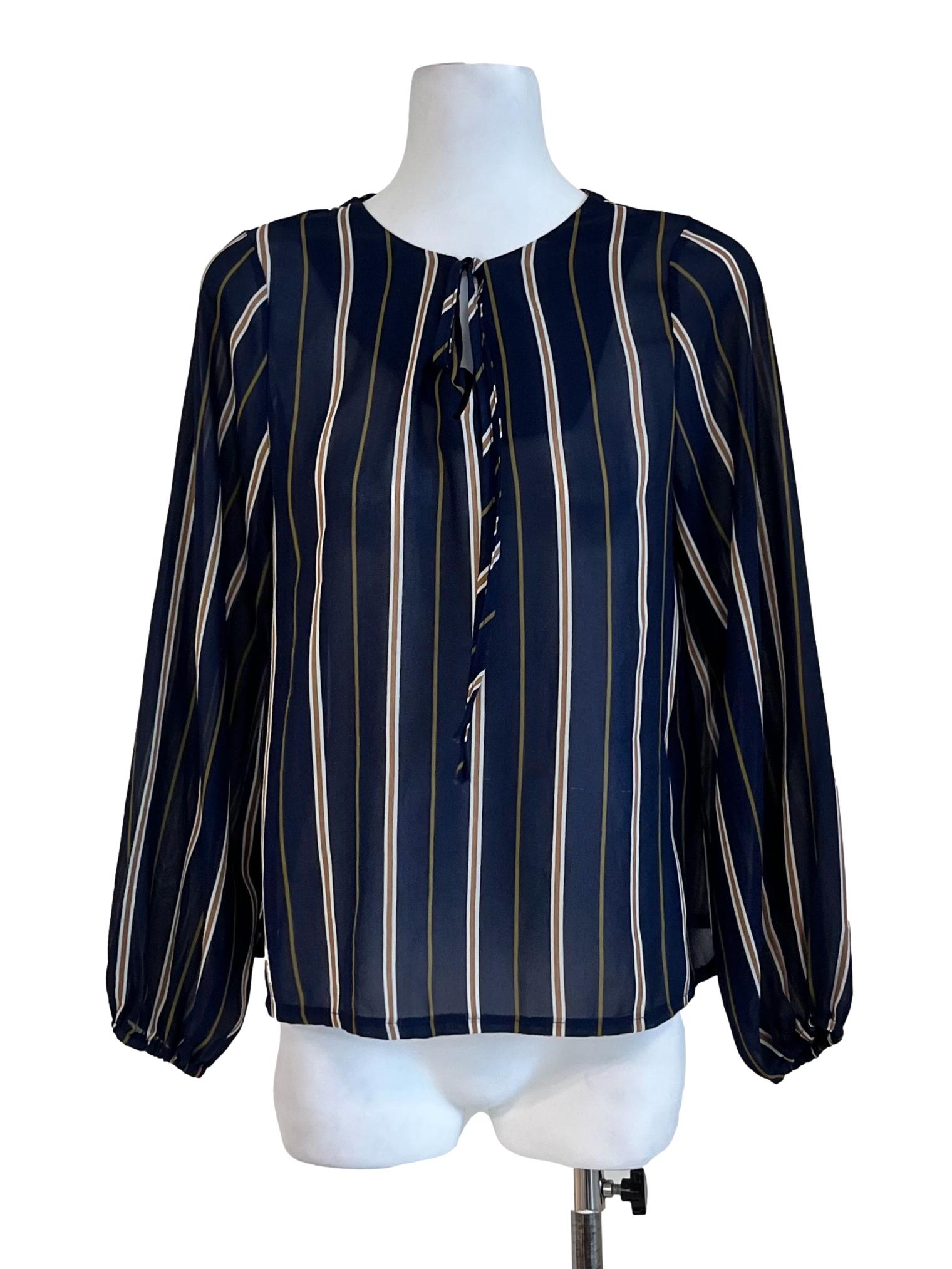 Blue Stripe Long Sleeves Blouse