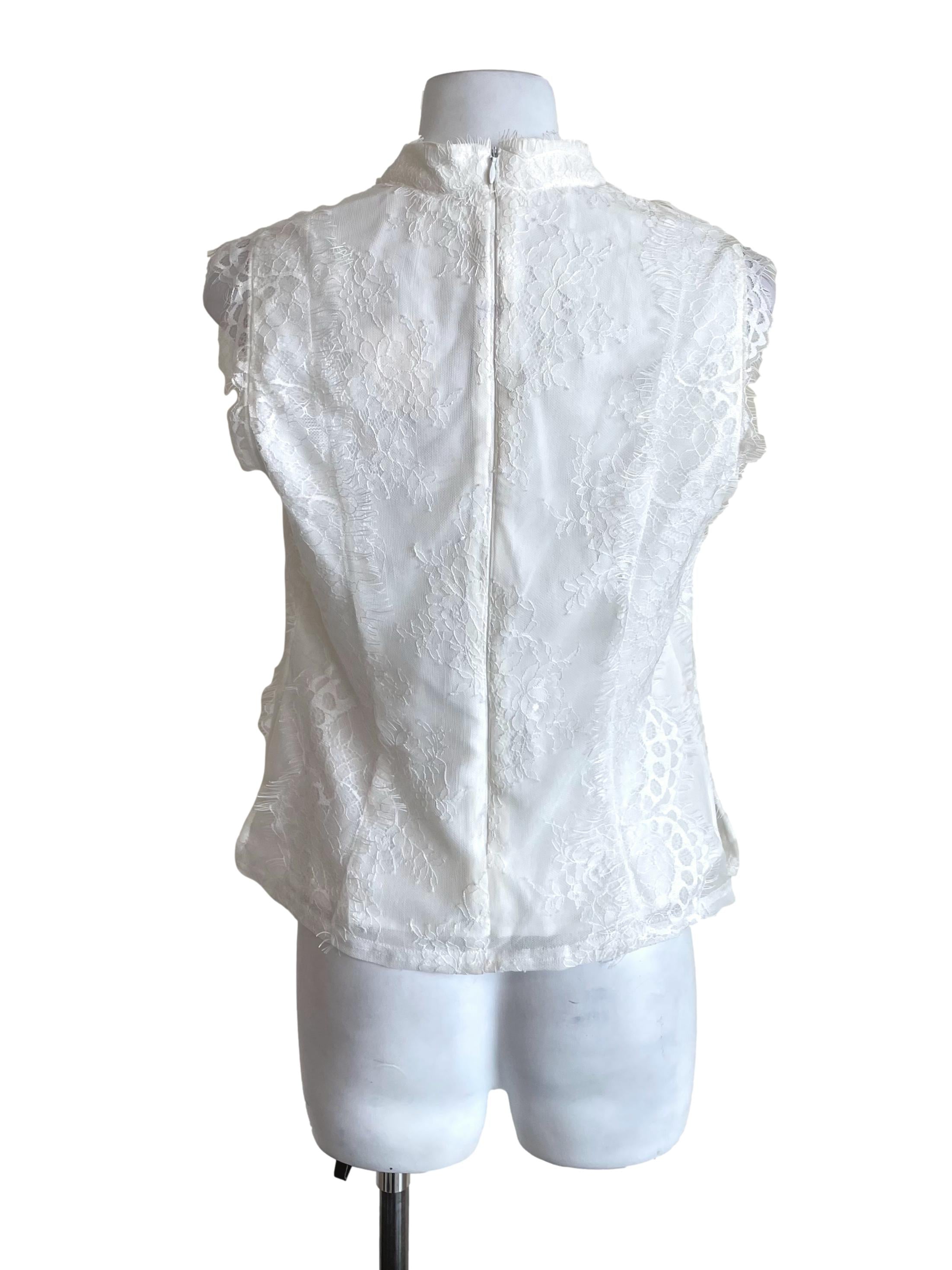 White Eyelash Lace Cheongsam Top