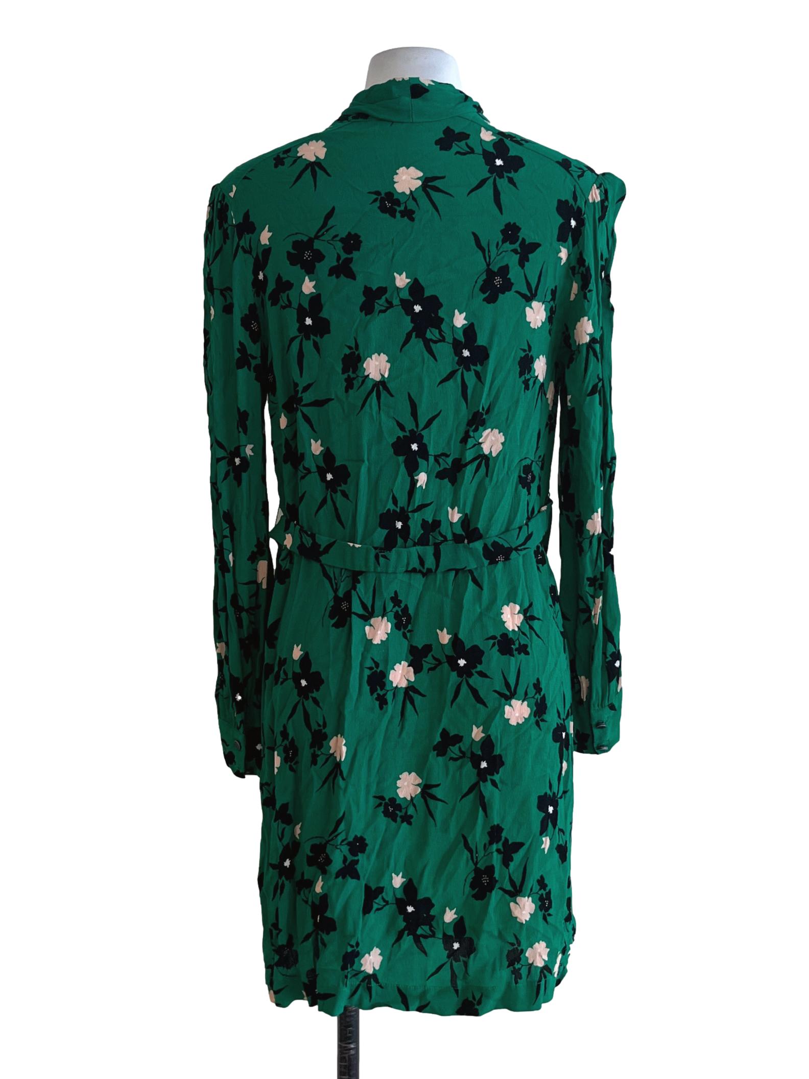 Pine Green Floral Empire Dress