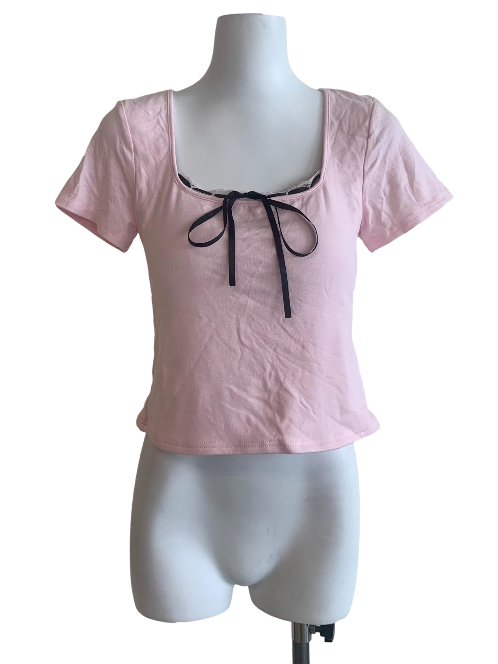 Pink Square Neck Top