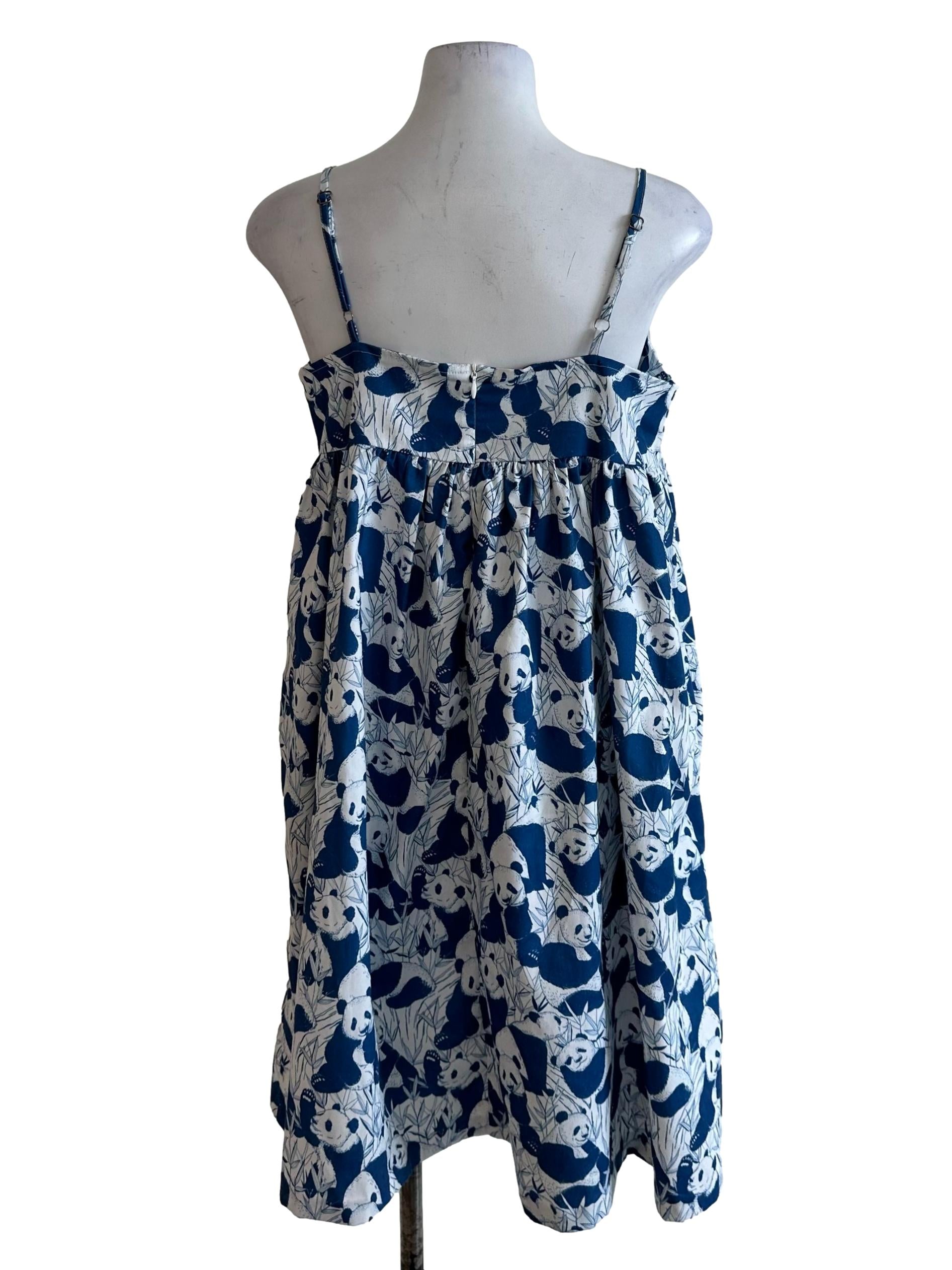 Navy Blue Panda Pattern Babydoll Dress