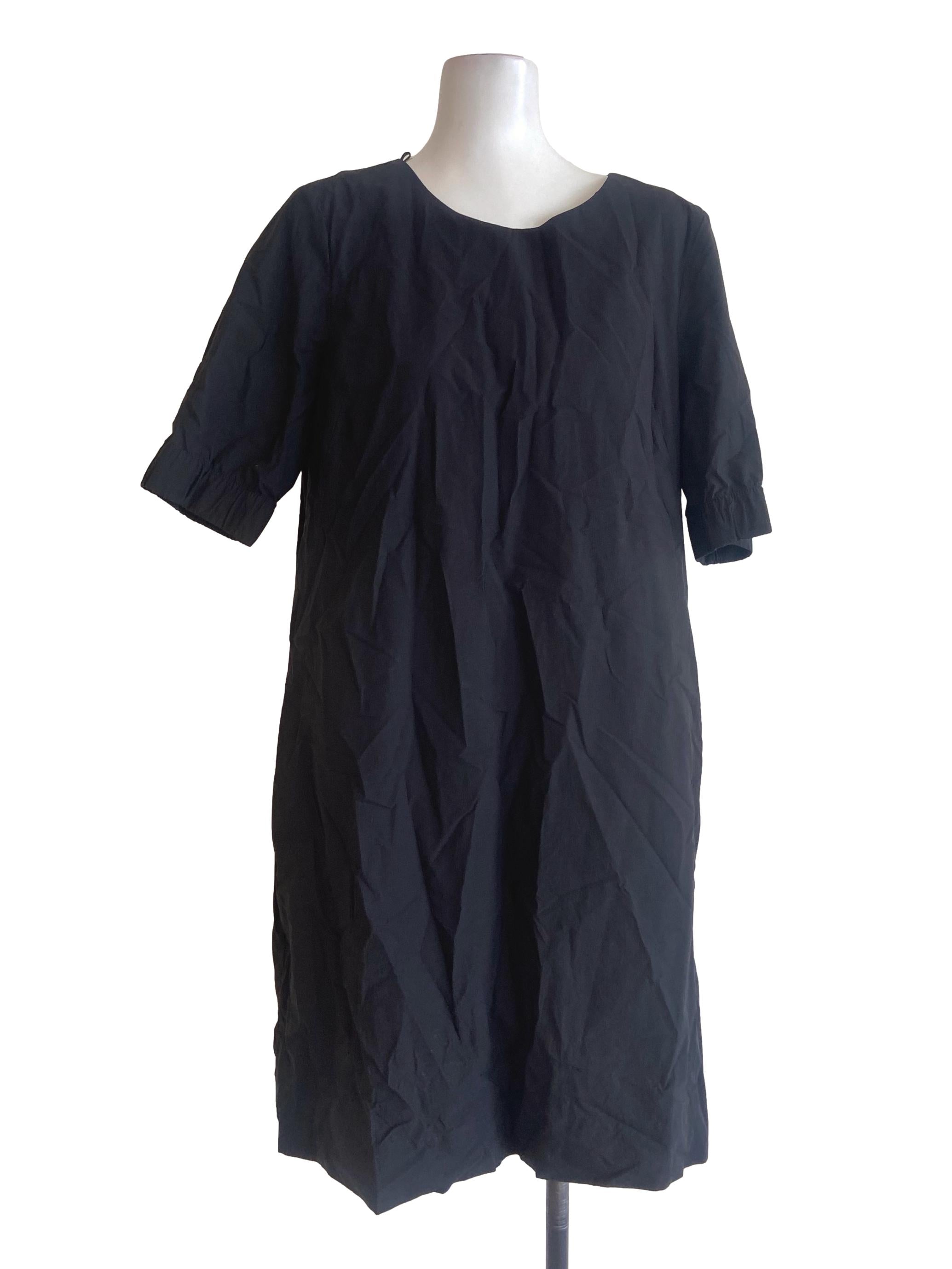 Black Jewel Neck Shift Dress