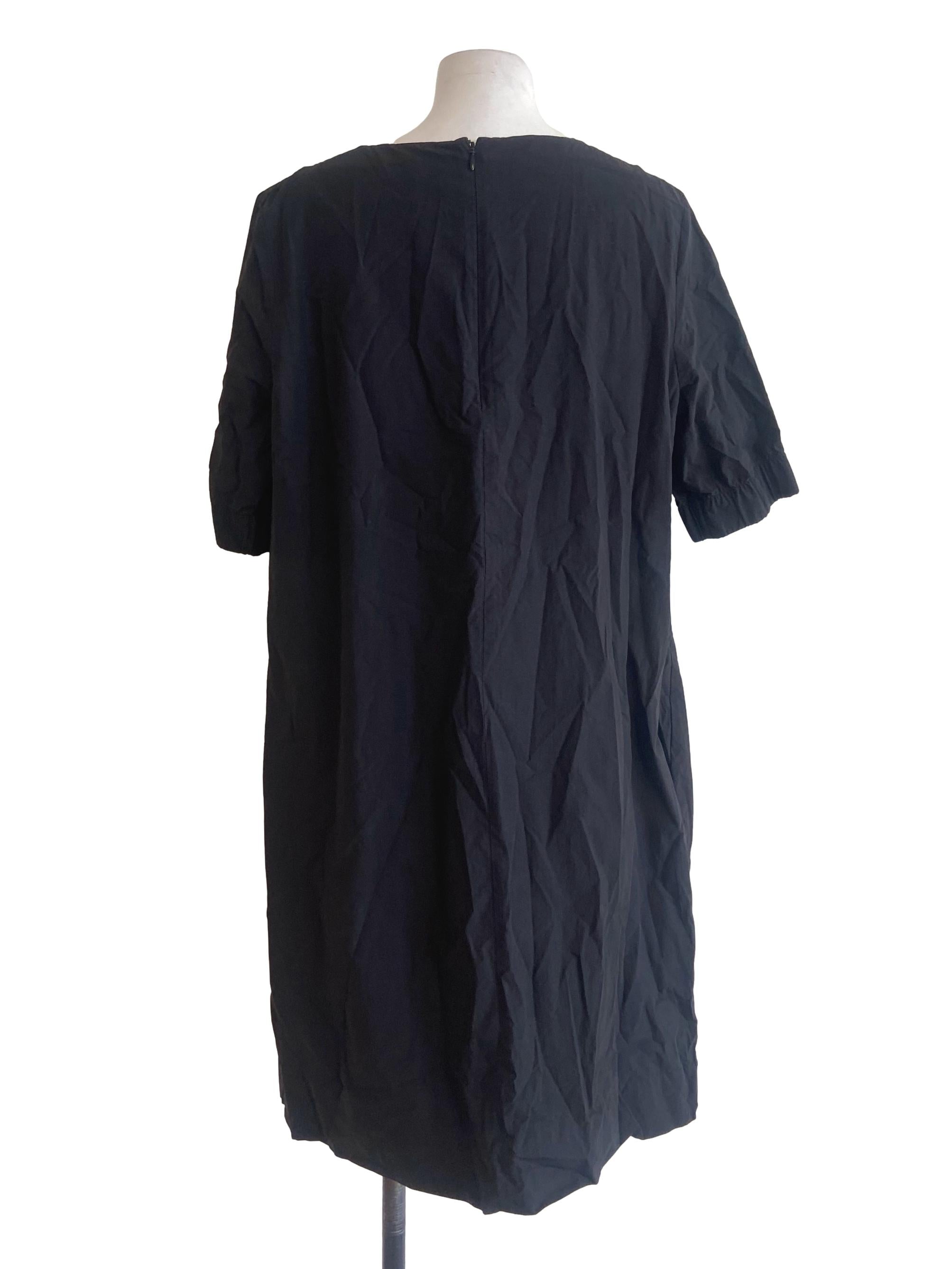 Black Jewel Neck Shift Dress