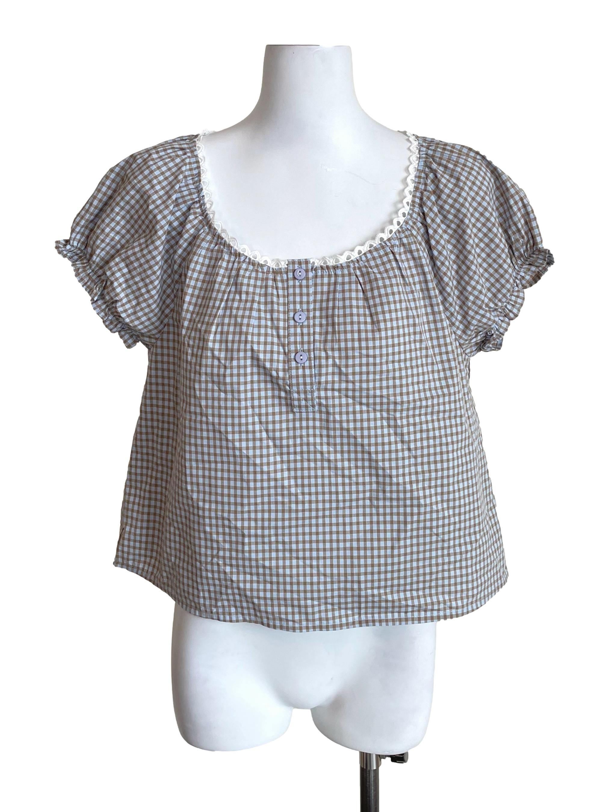 Flaxen & Stone Gingham Coquette Top TTR