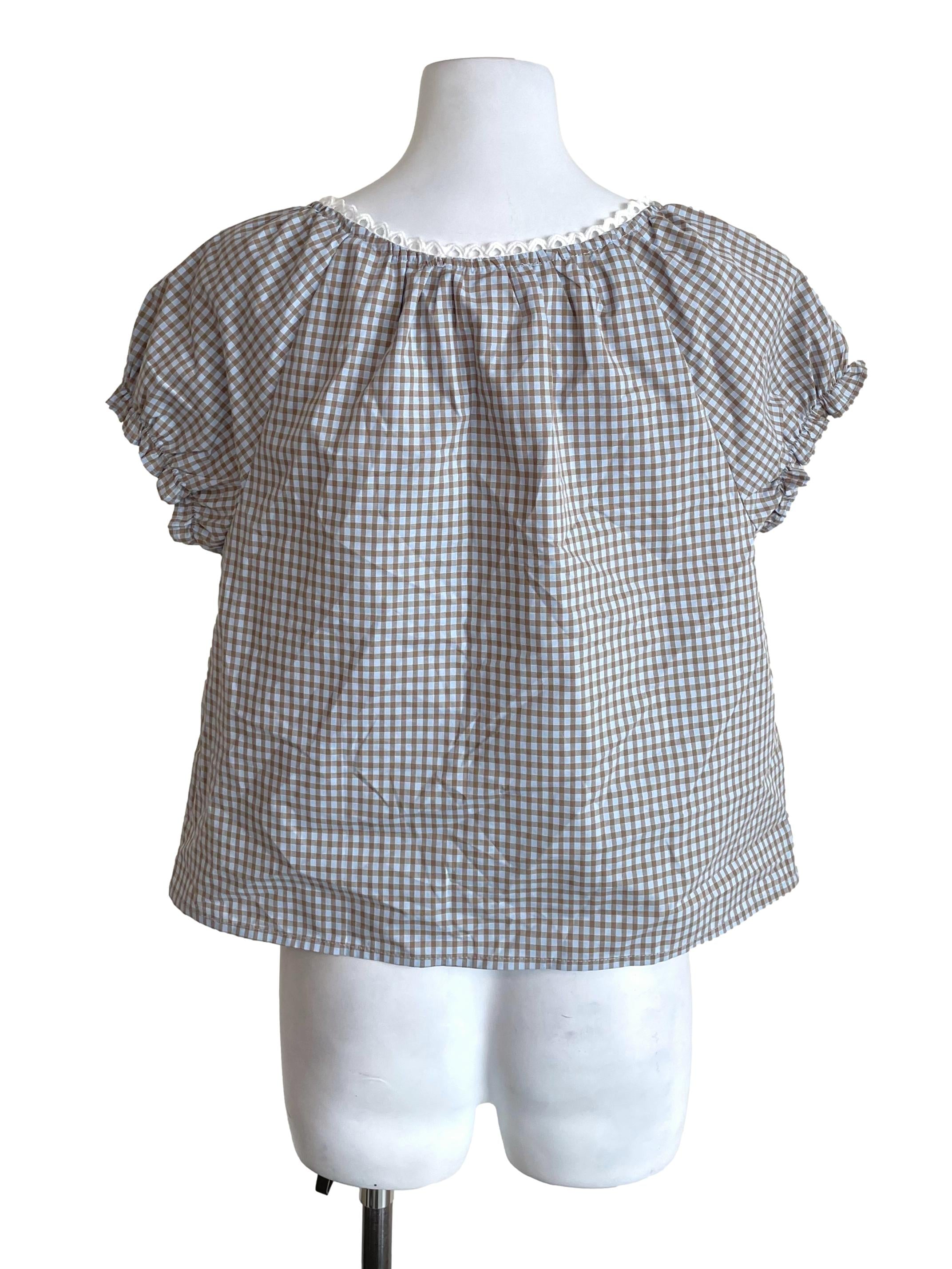 Flaxen & Stone Gingham Coquette Top TTR