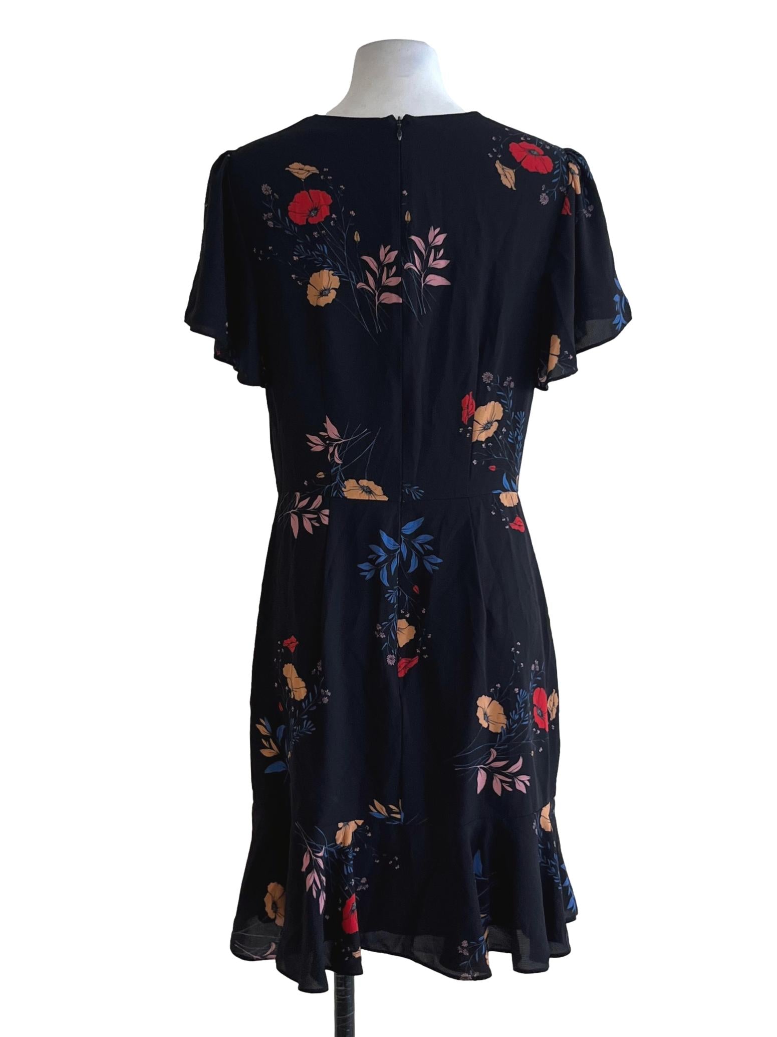 Black Floral Empire Dress