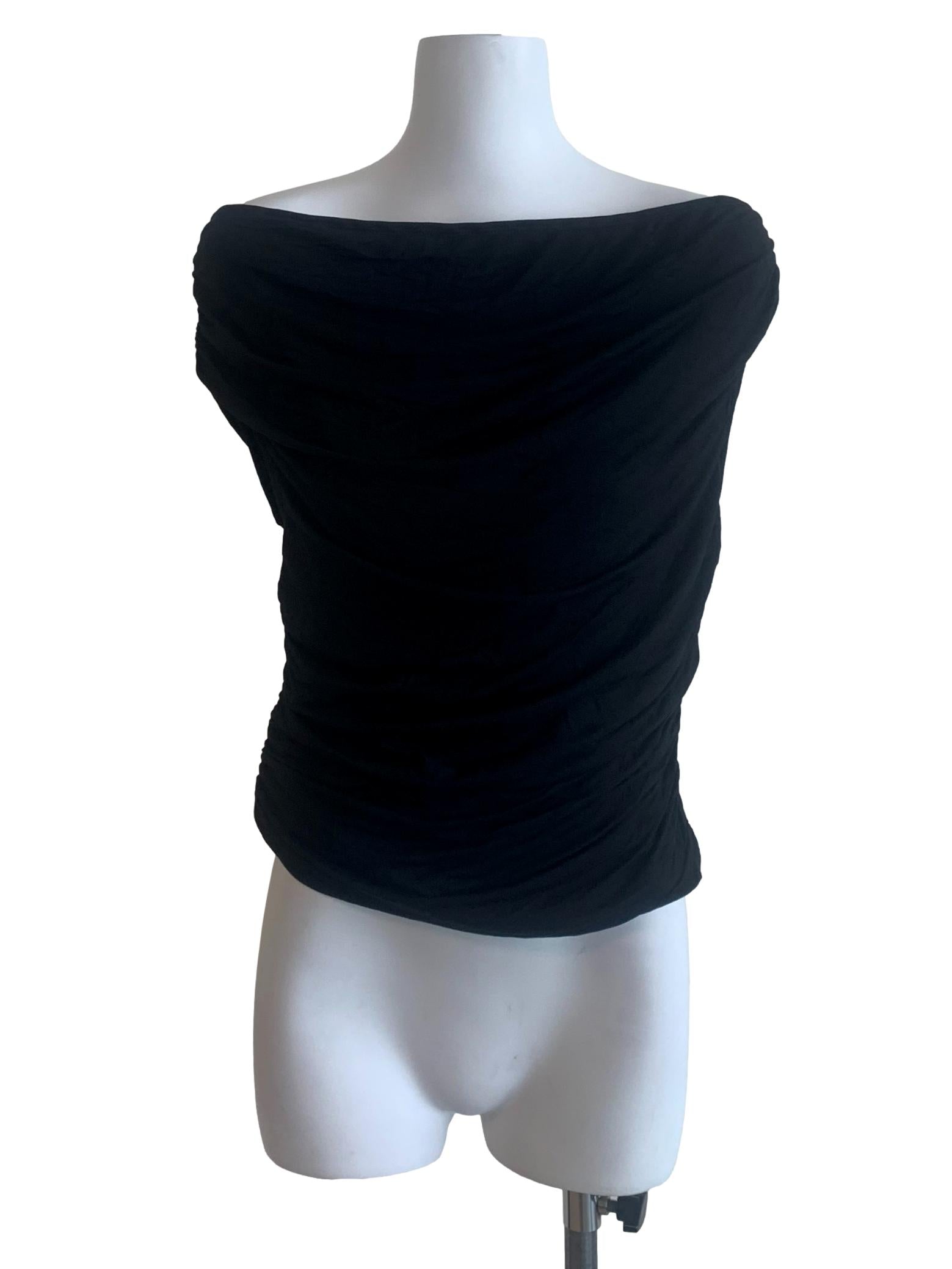 Black Sabrina Neck Top